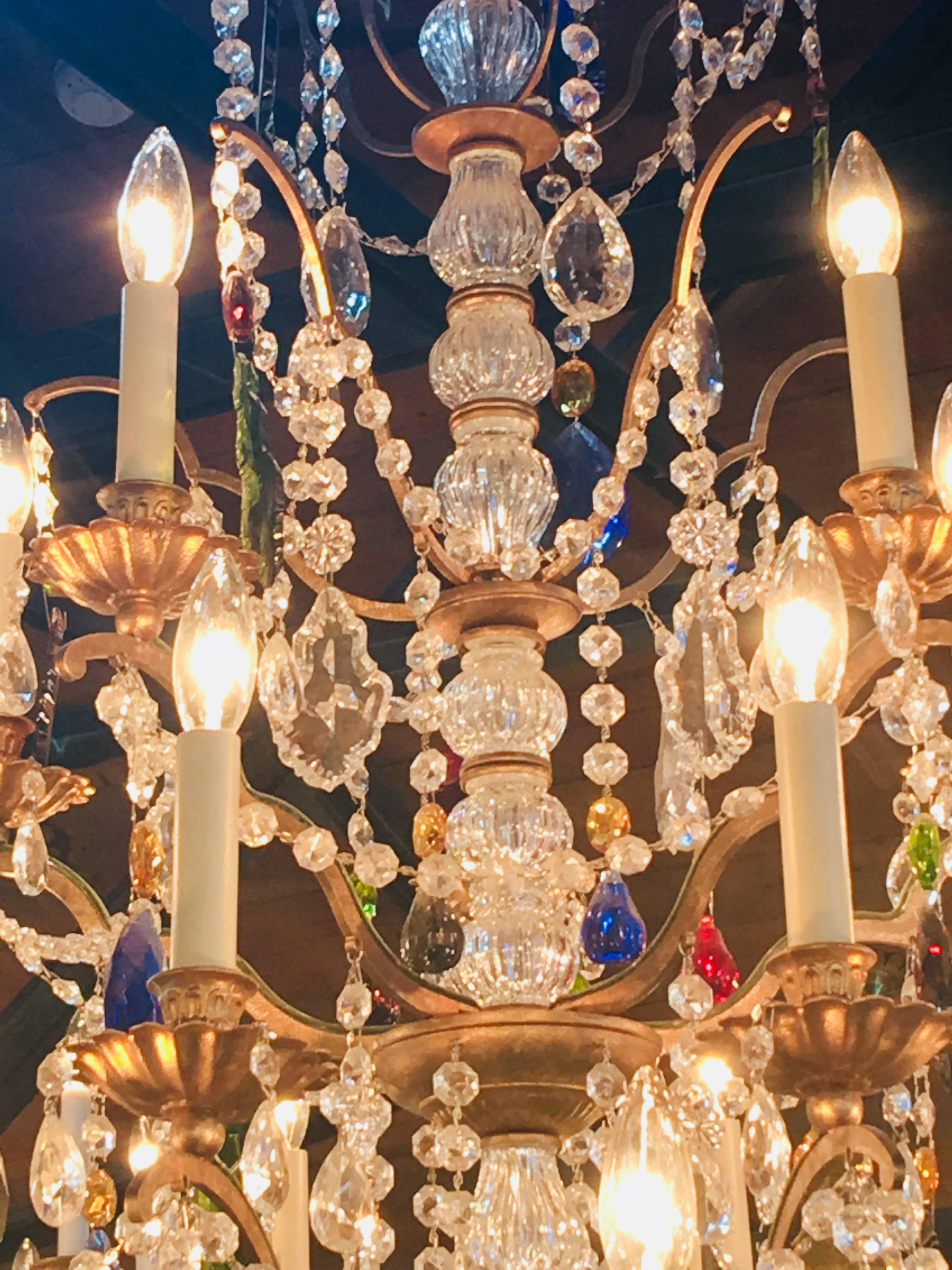 multi colored crystal chandelier
