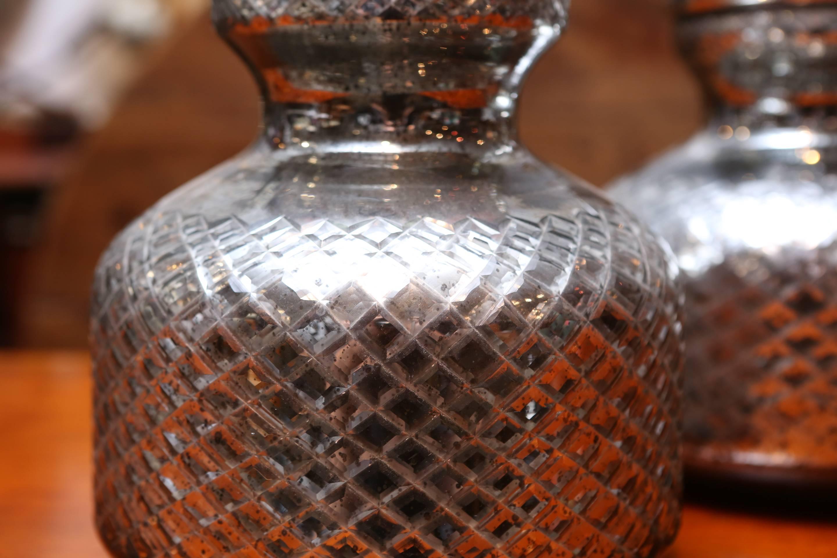 Pair of Mercury Glass Urns 1