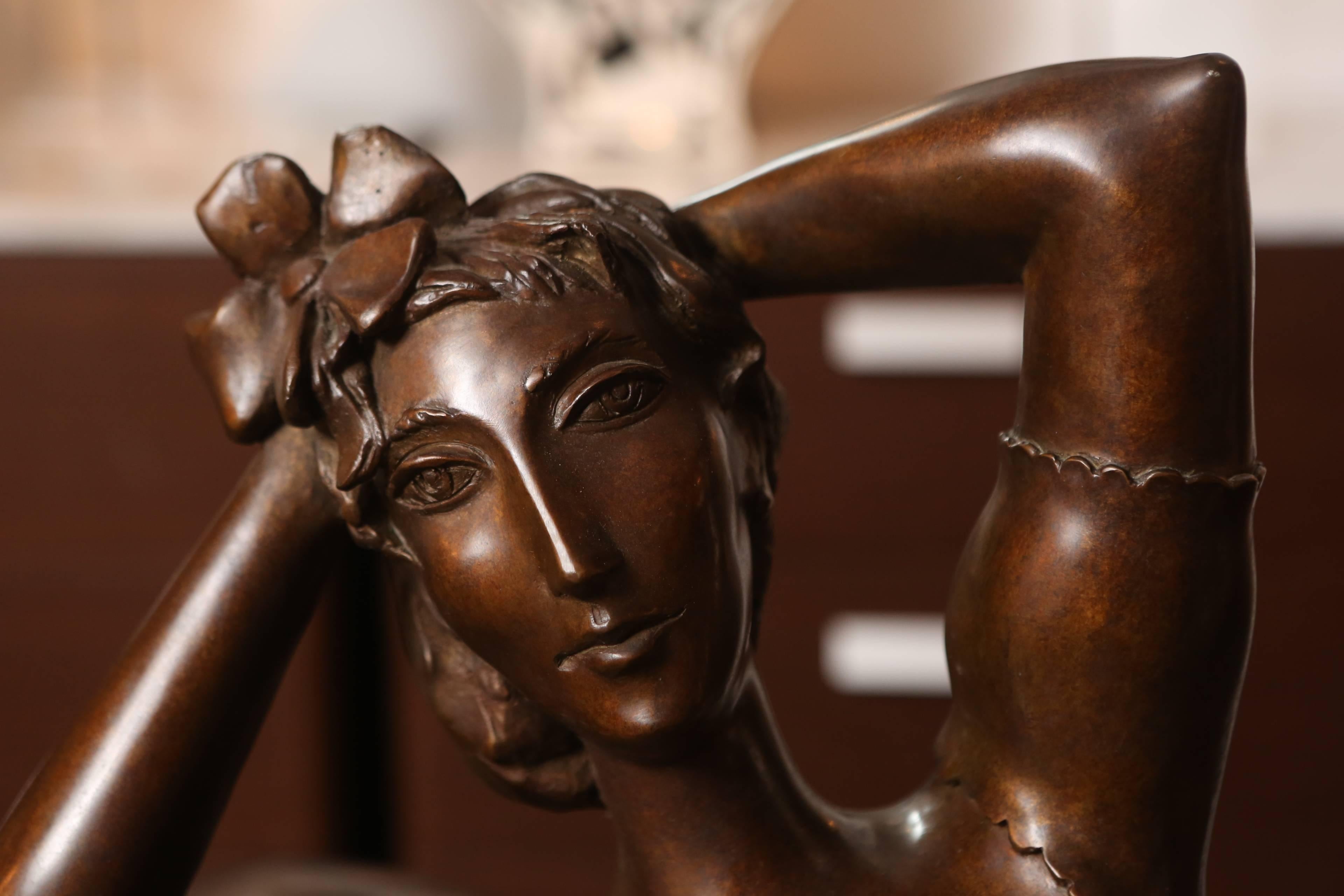 Patinated Reclining Beauty by Benjamin Levy For Sale