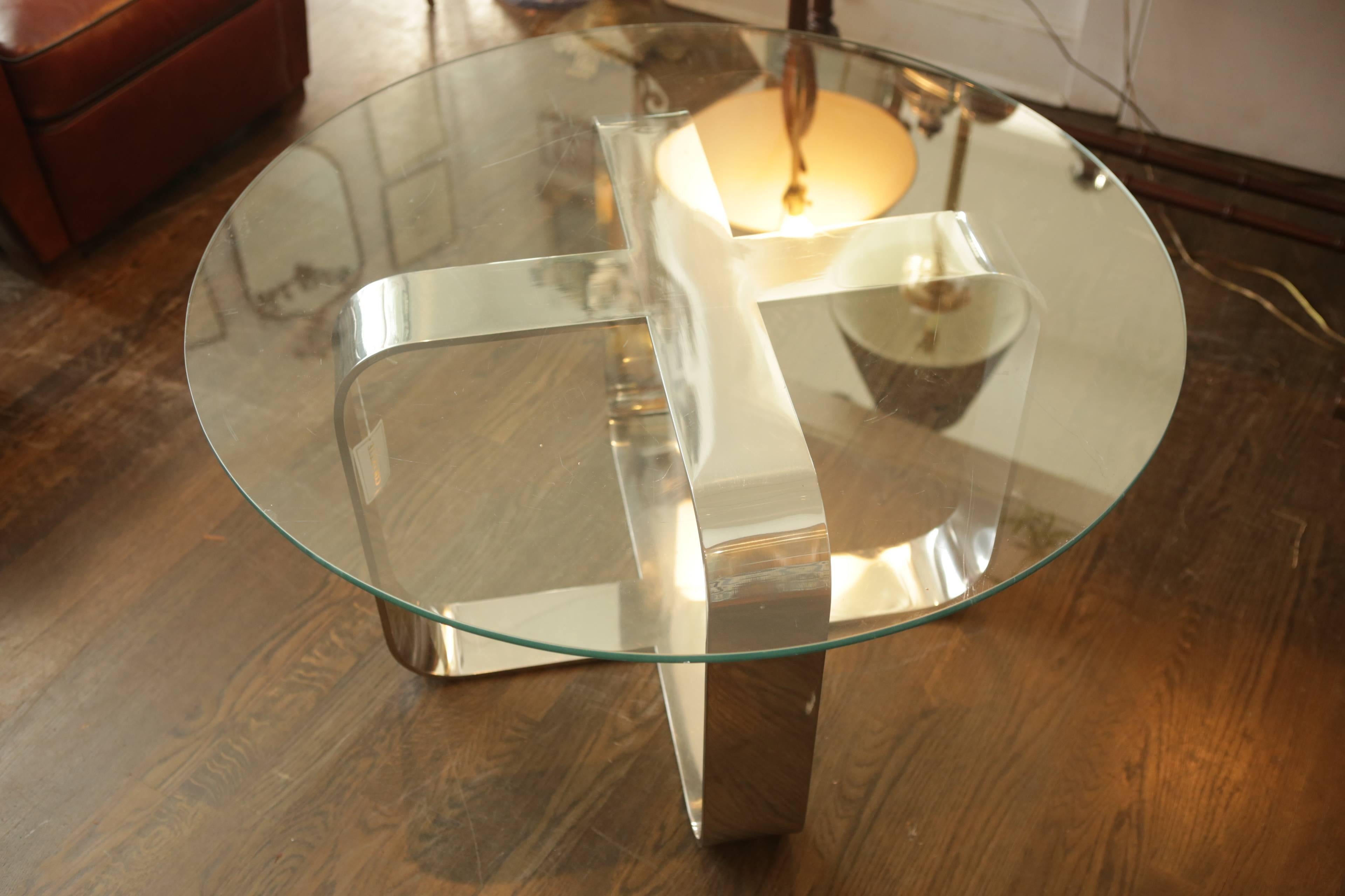 American X-Shaped Chrome Mid-Century Coffee Table Base