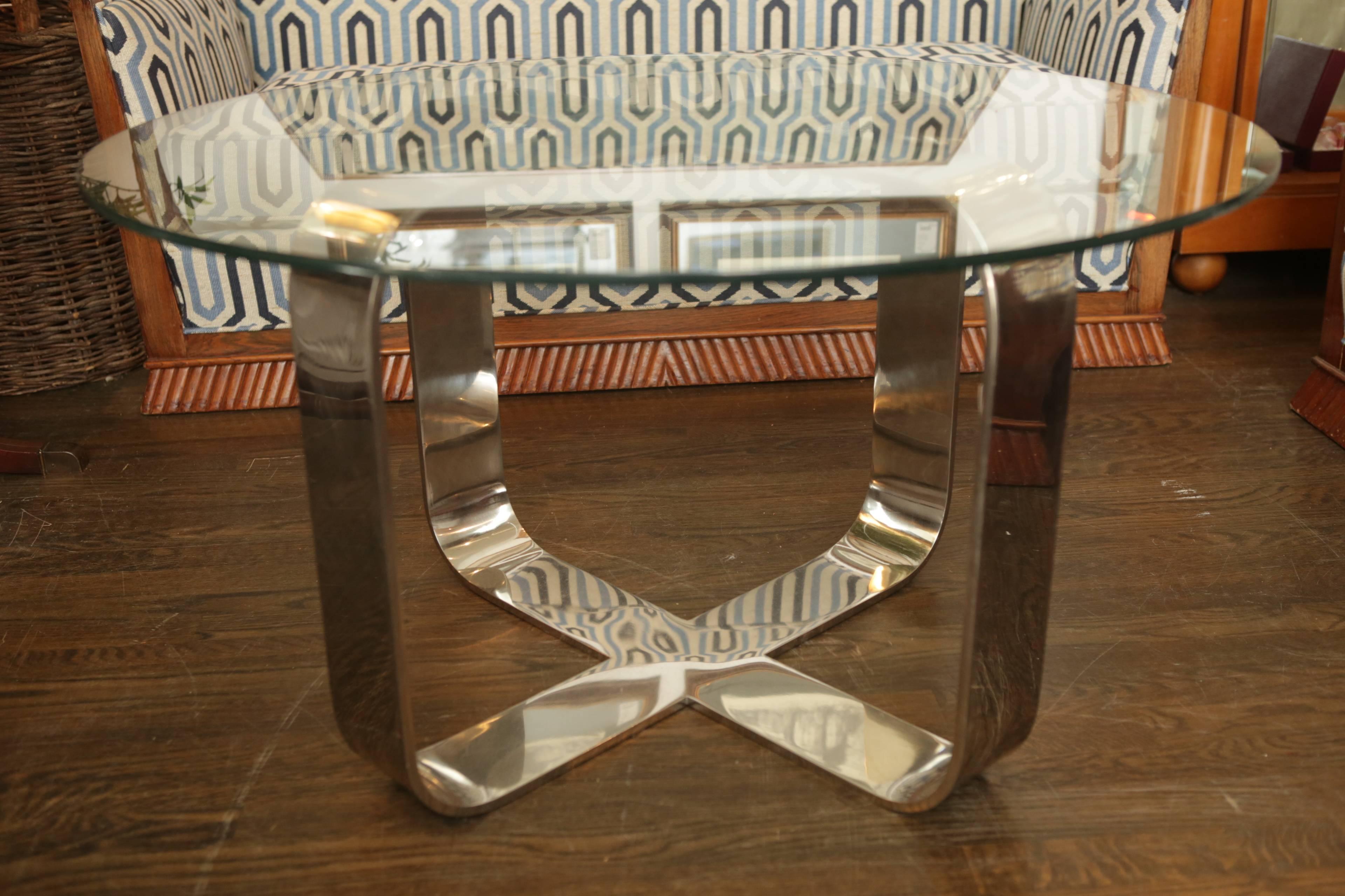 X-Shaped Chrome Mid-Century Coffee Table Base In Good Condition In Bridgehampton, NY