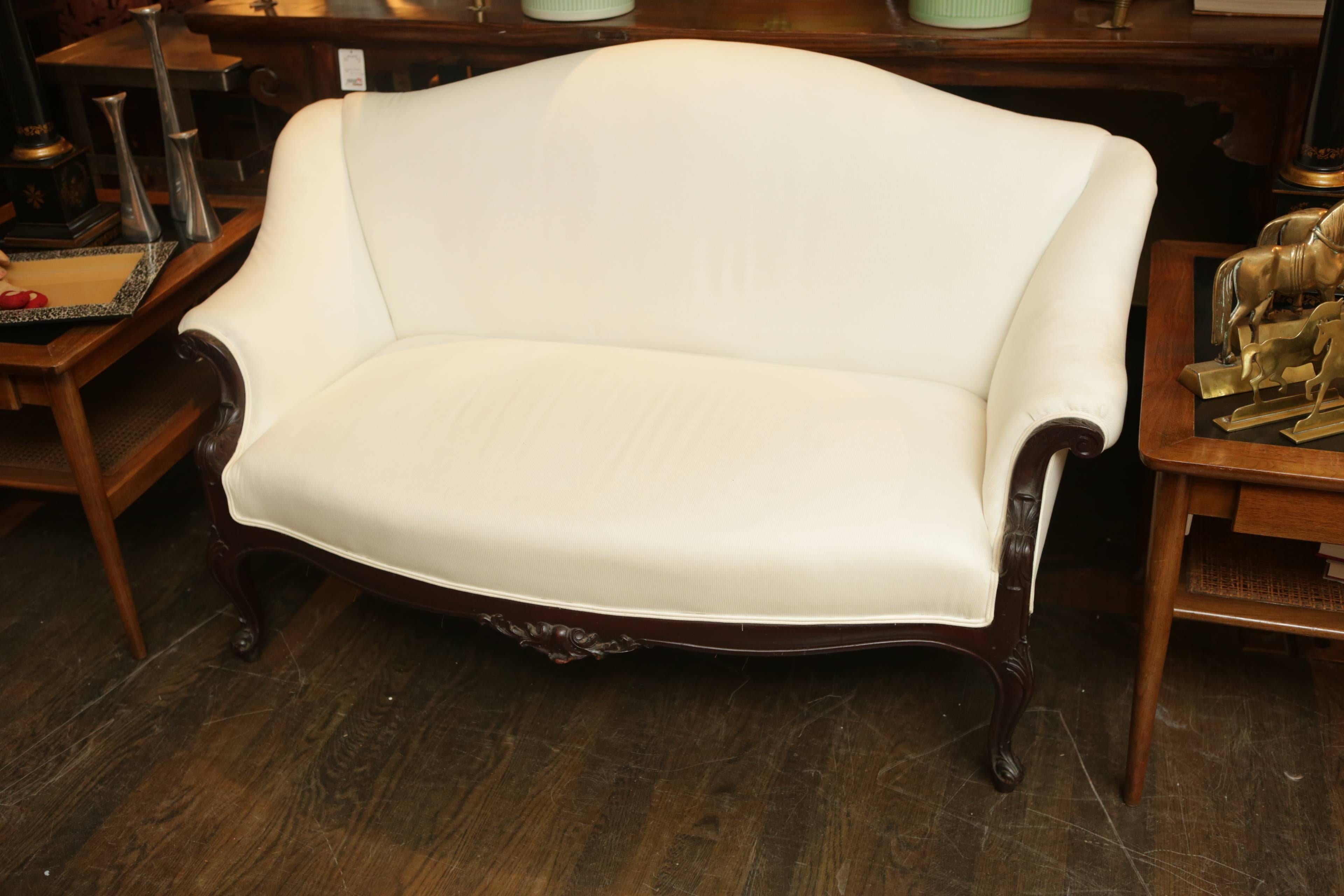 Victorian French-Style 19th Century Carved Settee or Loveseat