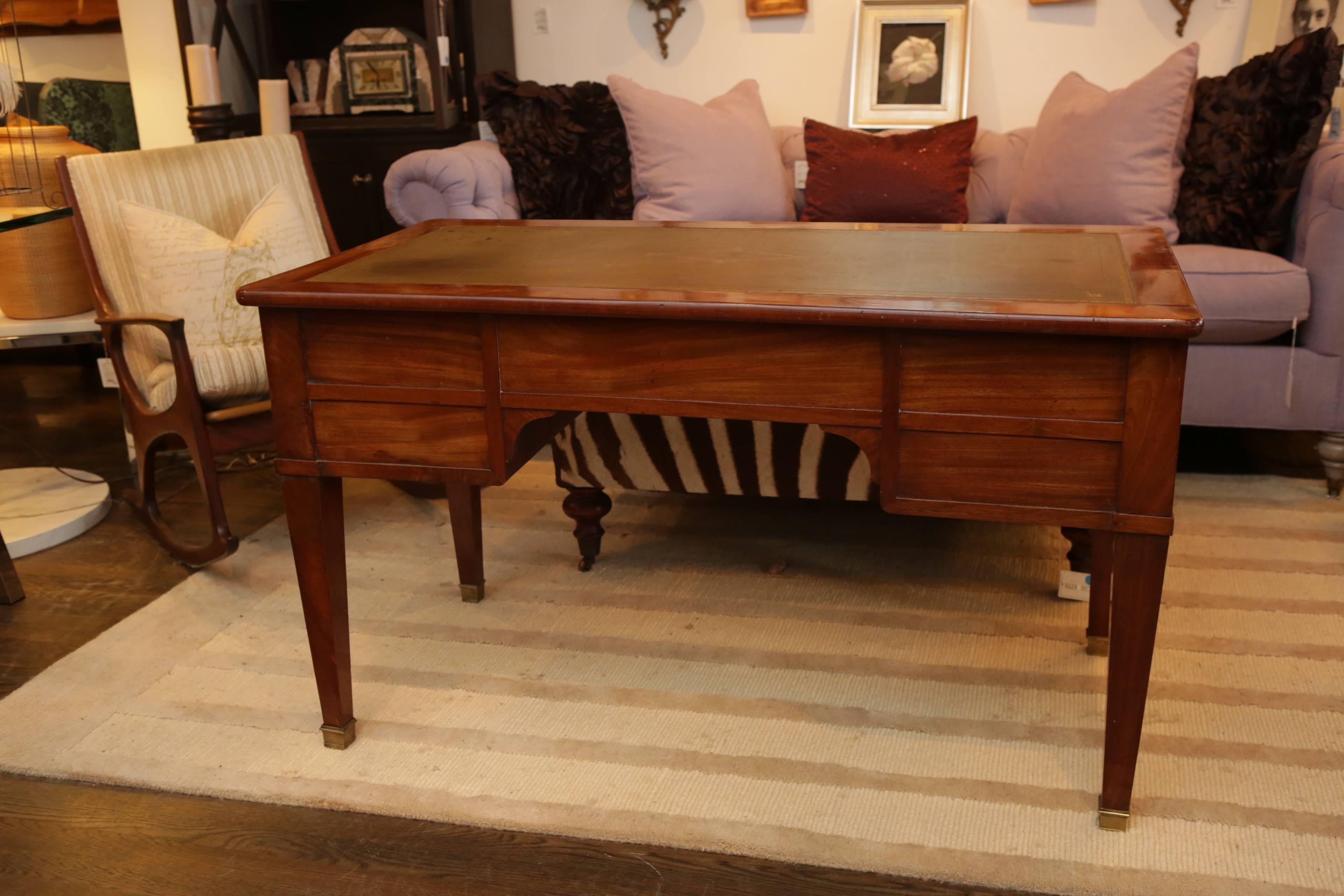 Charles X French Tiger Maple Desk with Tooled Leather Top 1