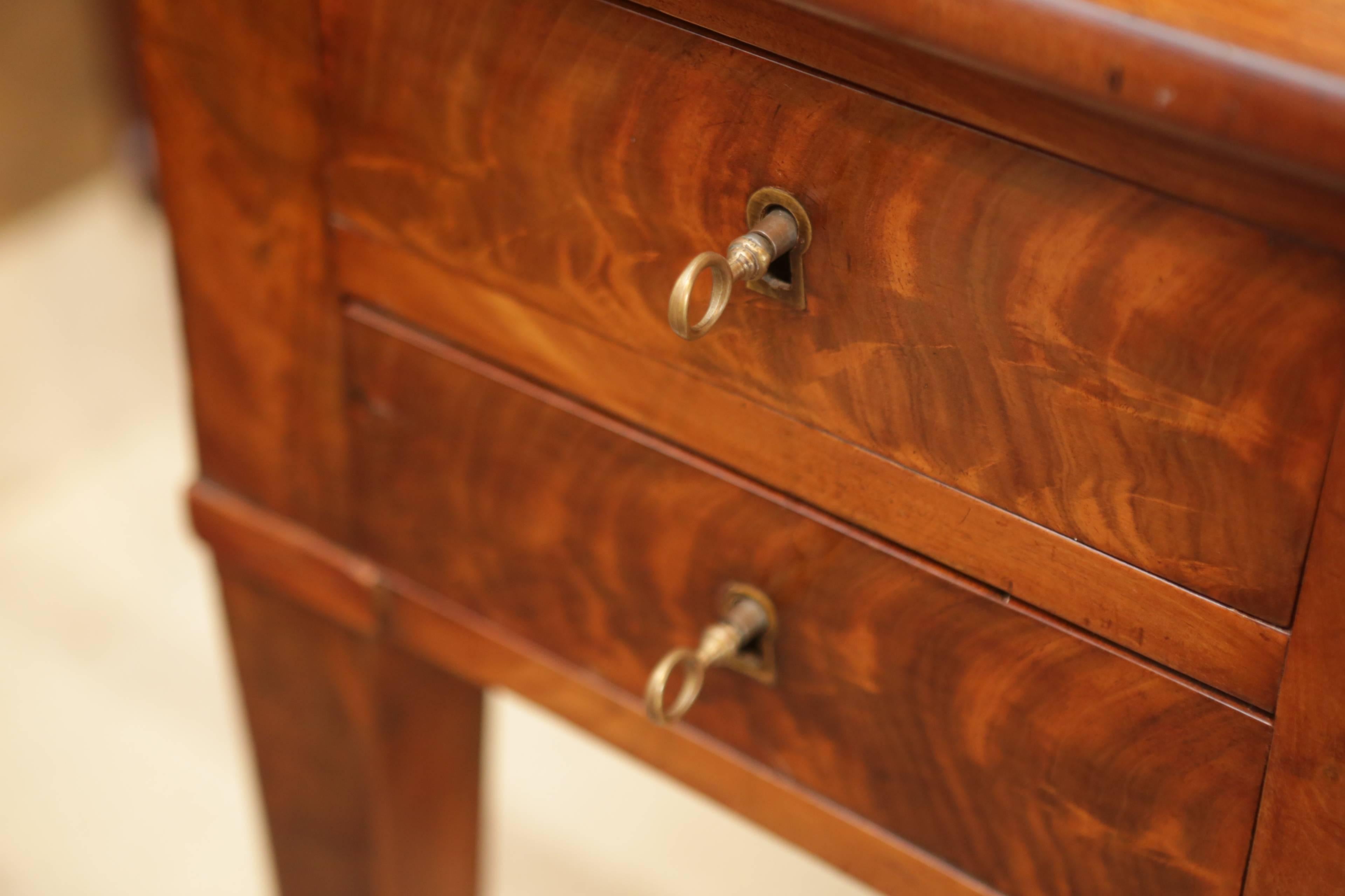 Charles X French Tiger Maple Desk with Tooled Leather Top 2