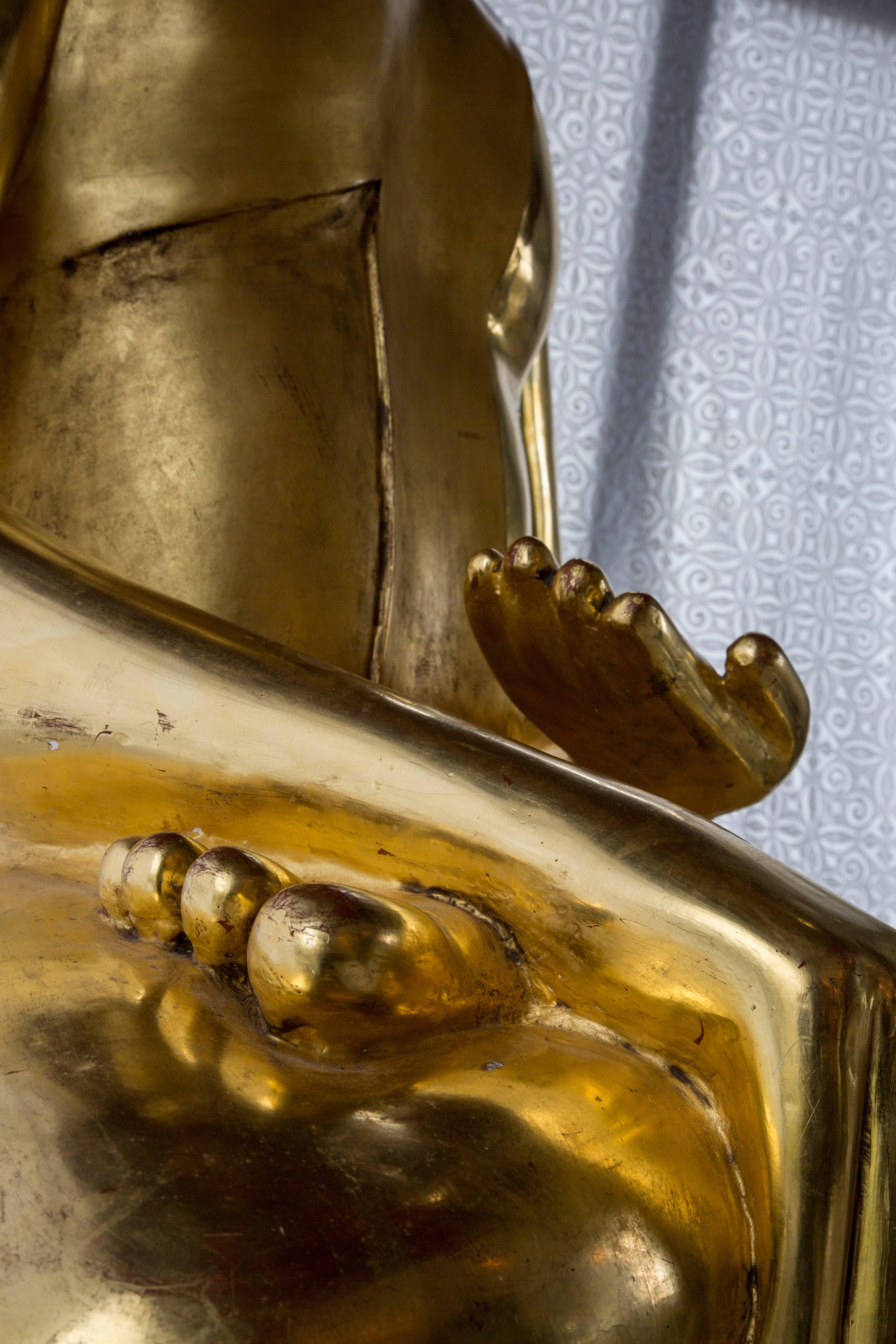 24-Karat Gold Leaf Healing Buddha Statue In Excellent Condition In Bridgehampton, NY