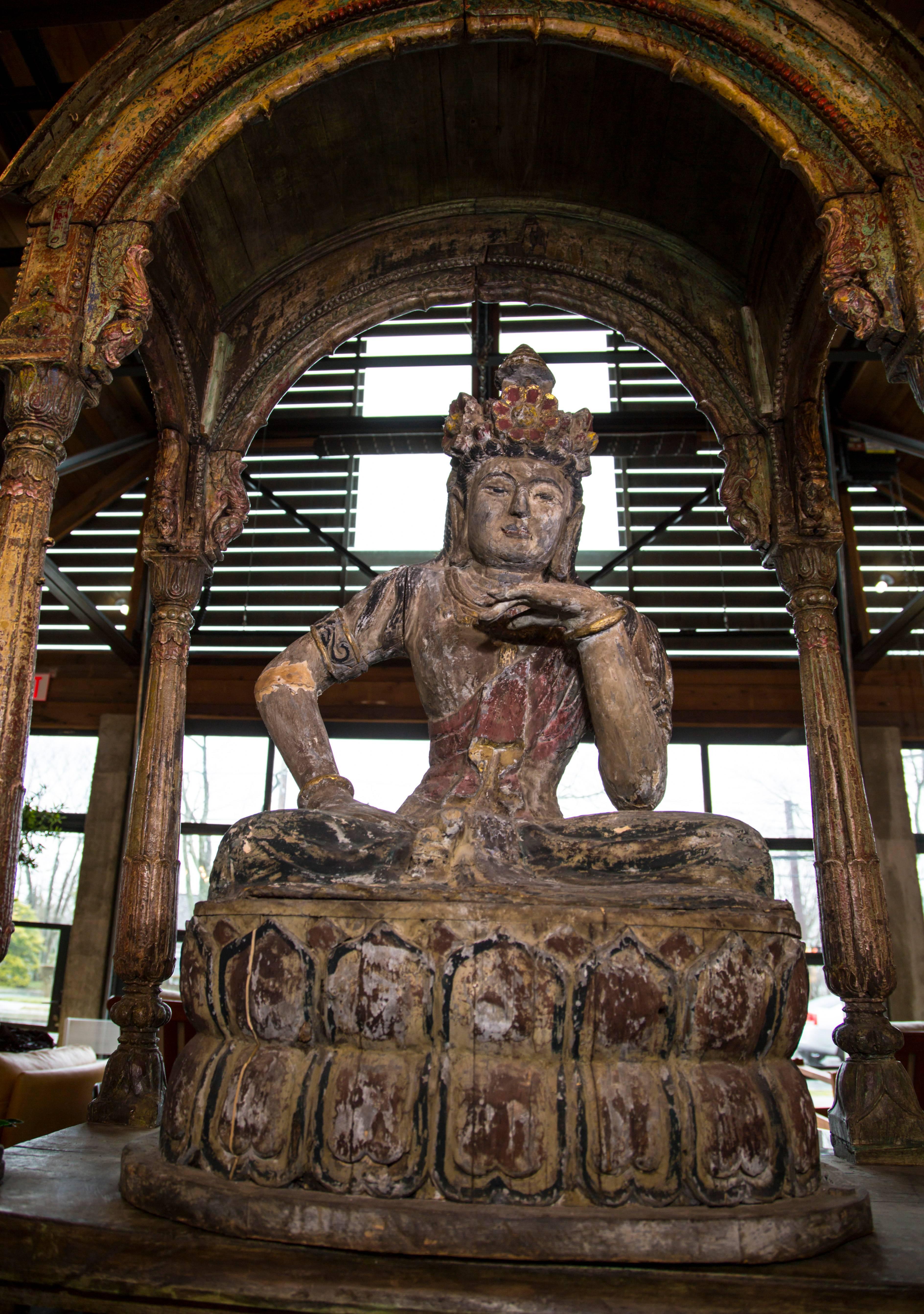 Hand-Painted Altar and Staue of Guanyin