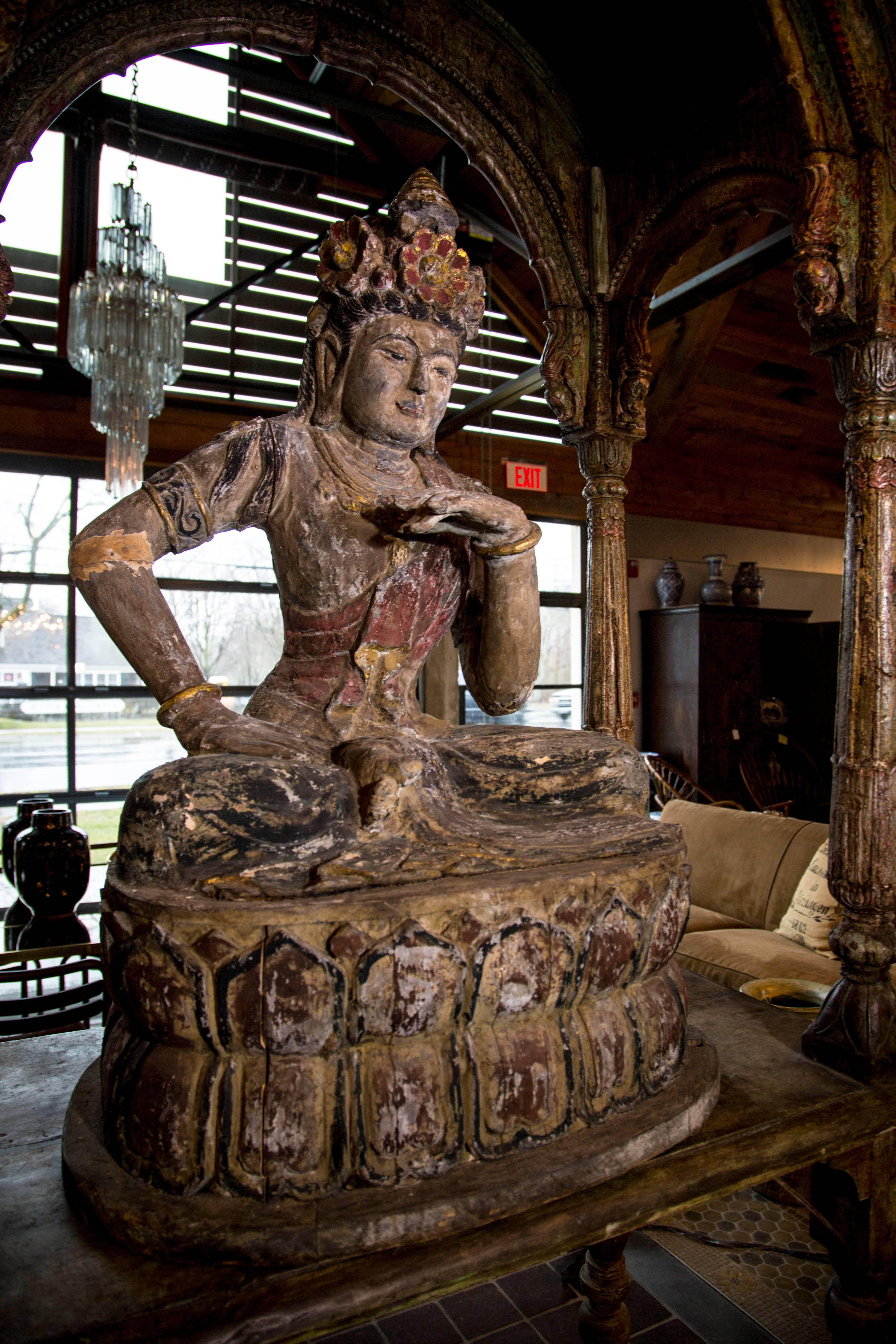Altar and Staue of Guanyin In Distressed Condition In Bridgehampton, NY
