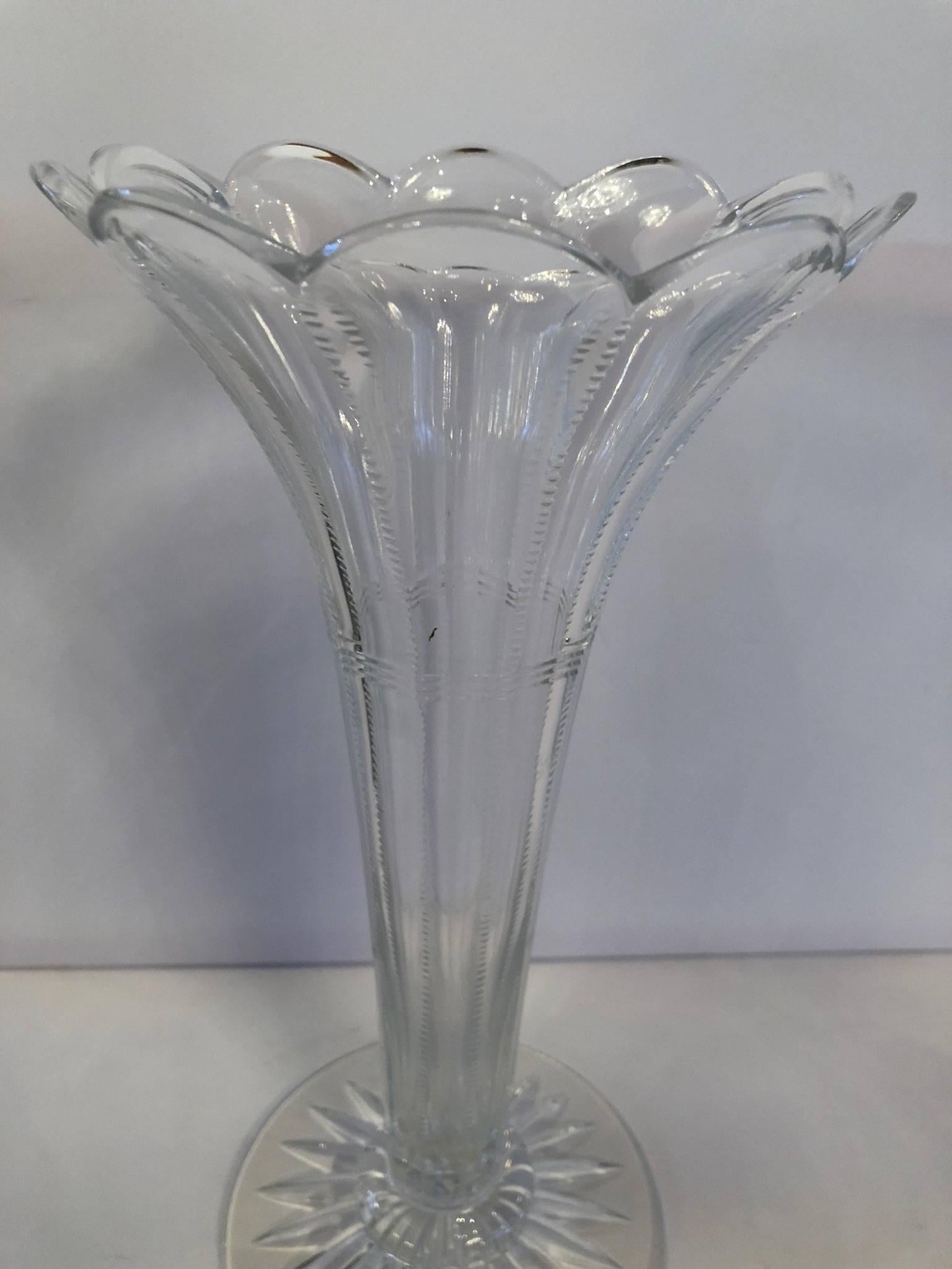 William Yeoward etched glass vase.