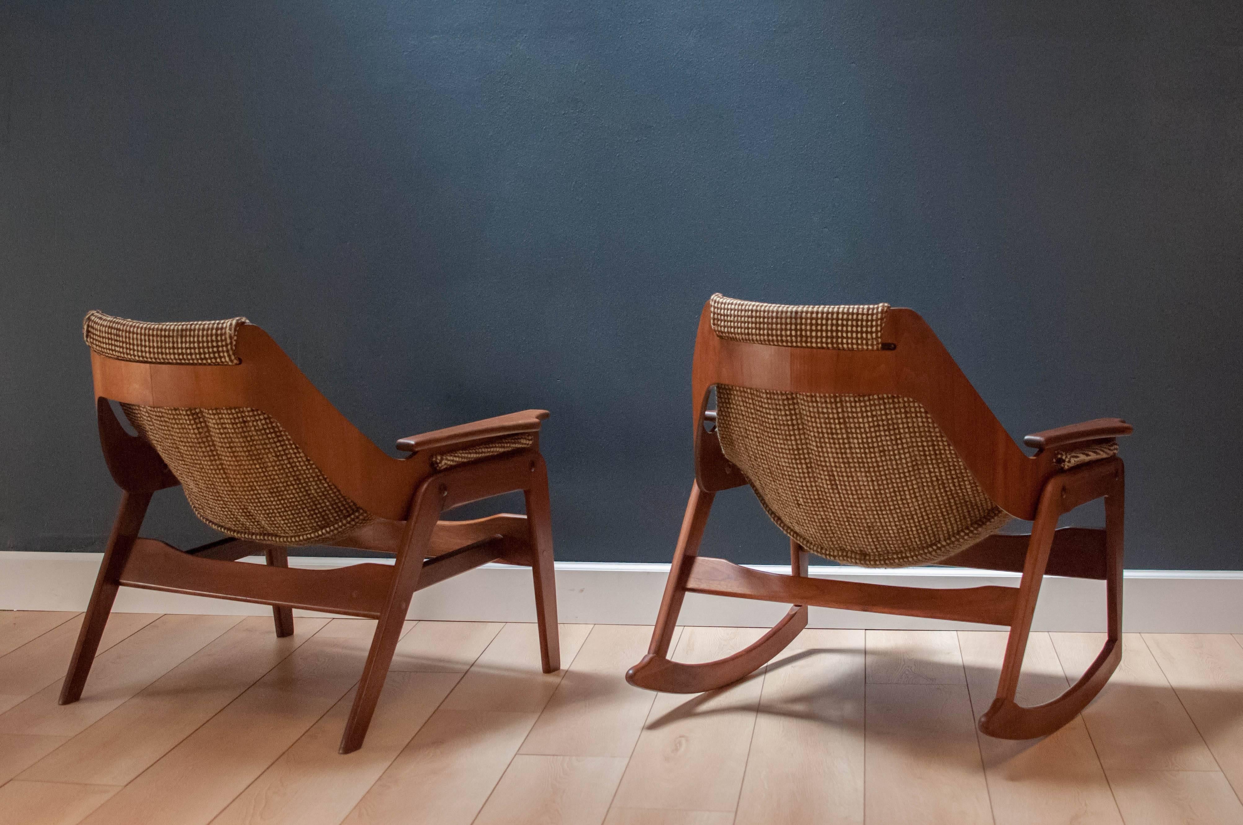 American Mid-Century Vintage Jerry Johnson Sling Rocker and Chair