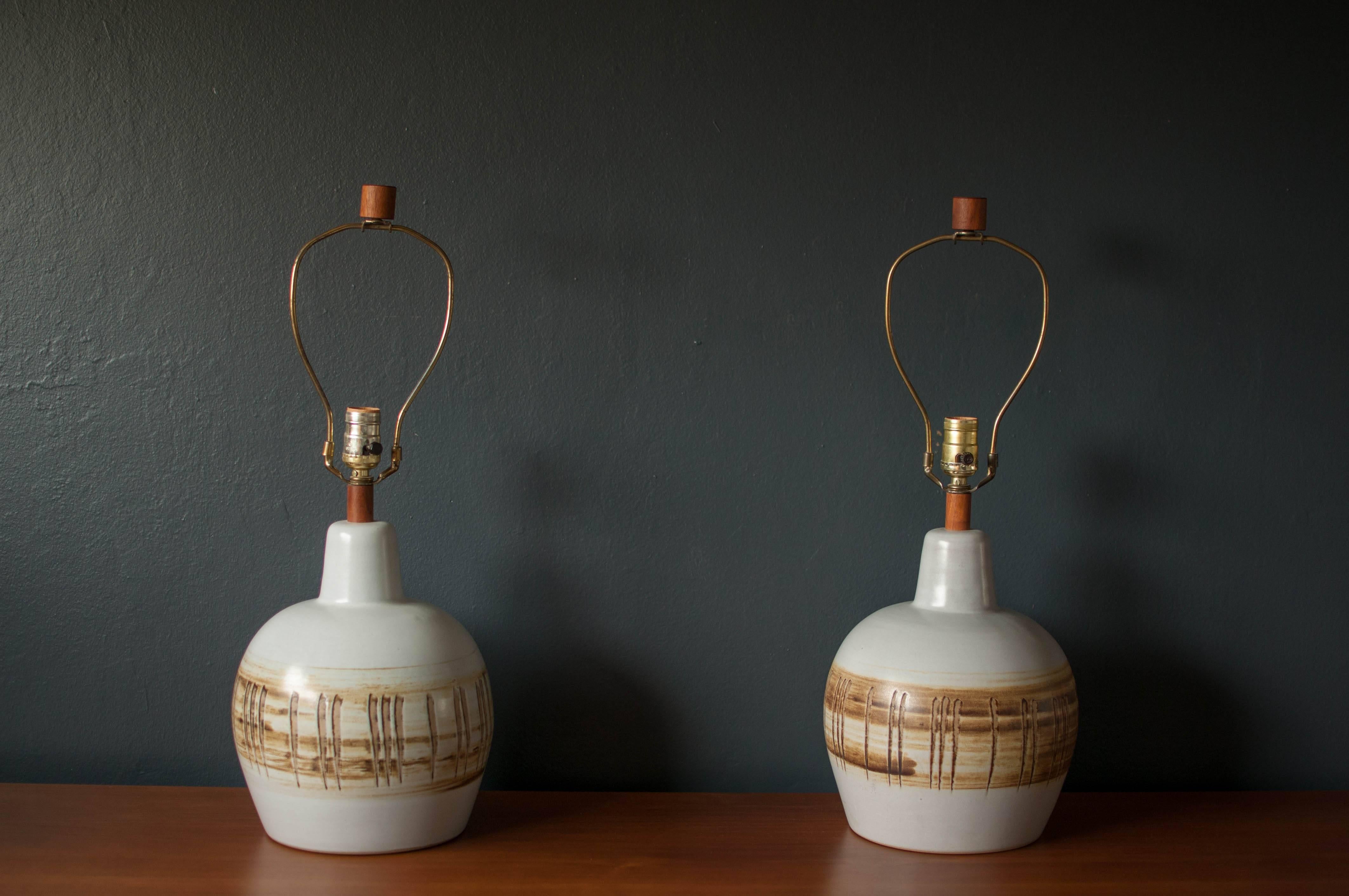 Ceramic Pair of Vintage Martz Pottery Lamps