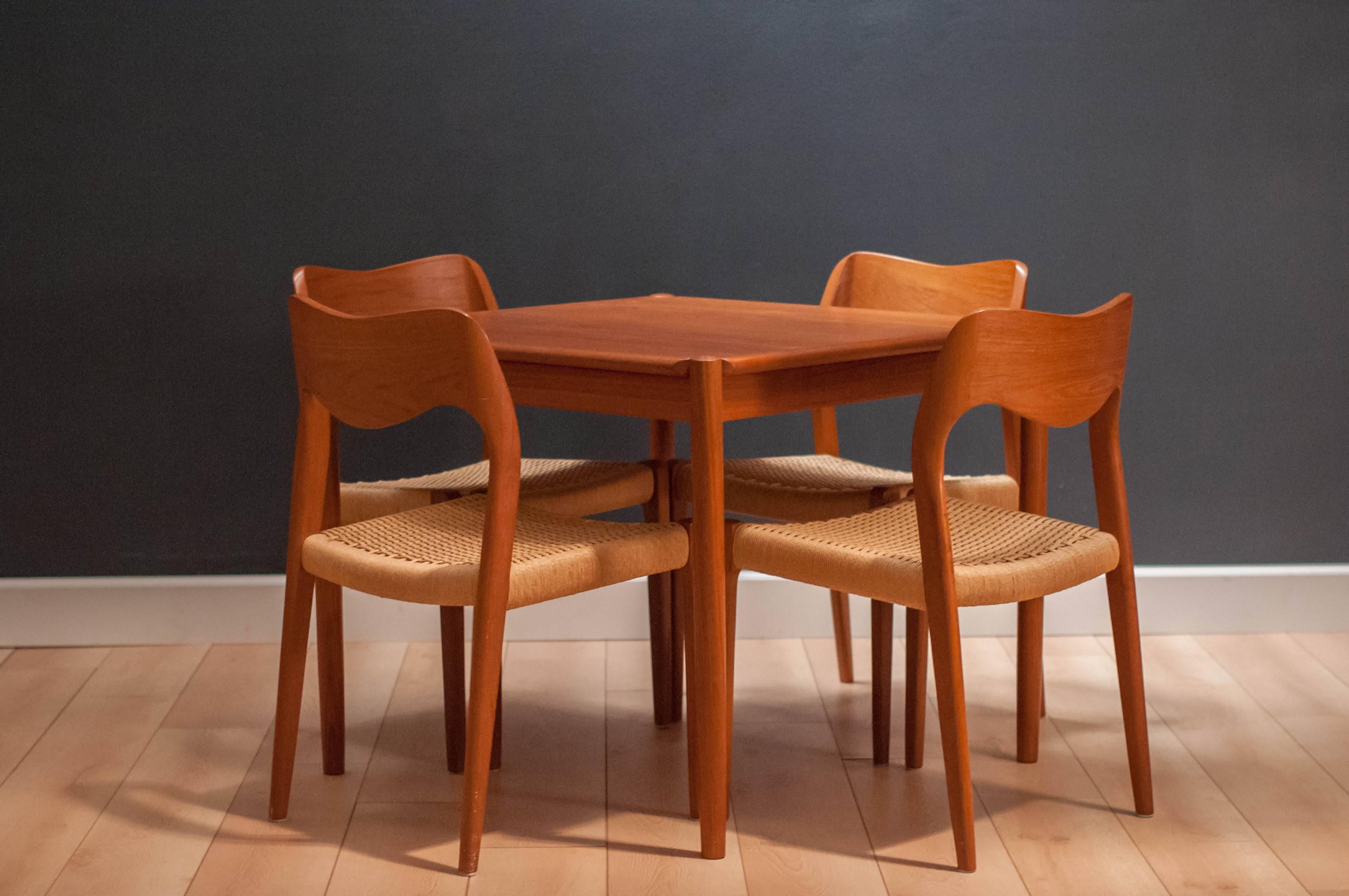 Mid-20th Century Vintage Danish Teak and Leather Flip Top Dining Table