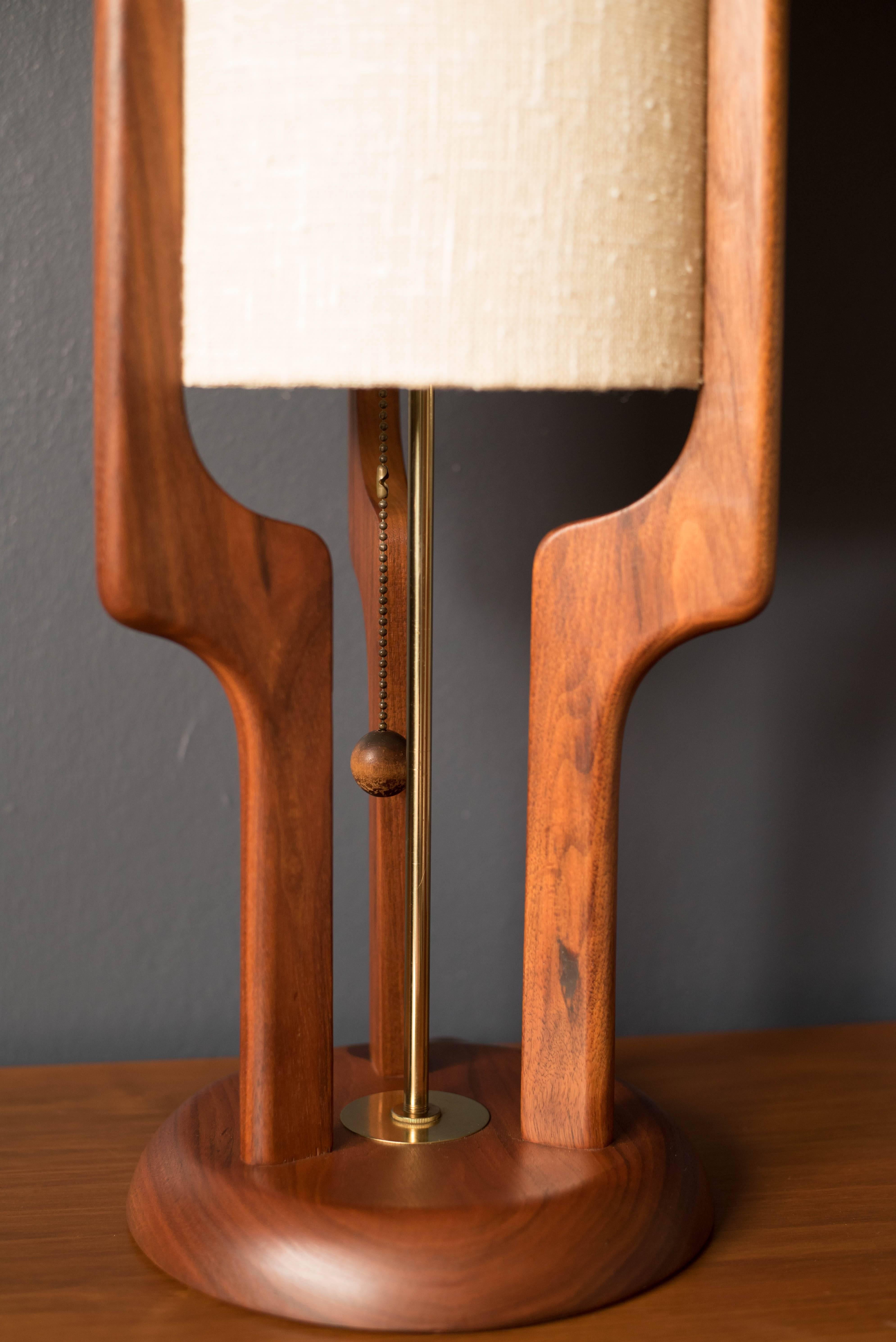 Mid-Century Modern Mid-Century Sculpted Walnut Lamp