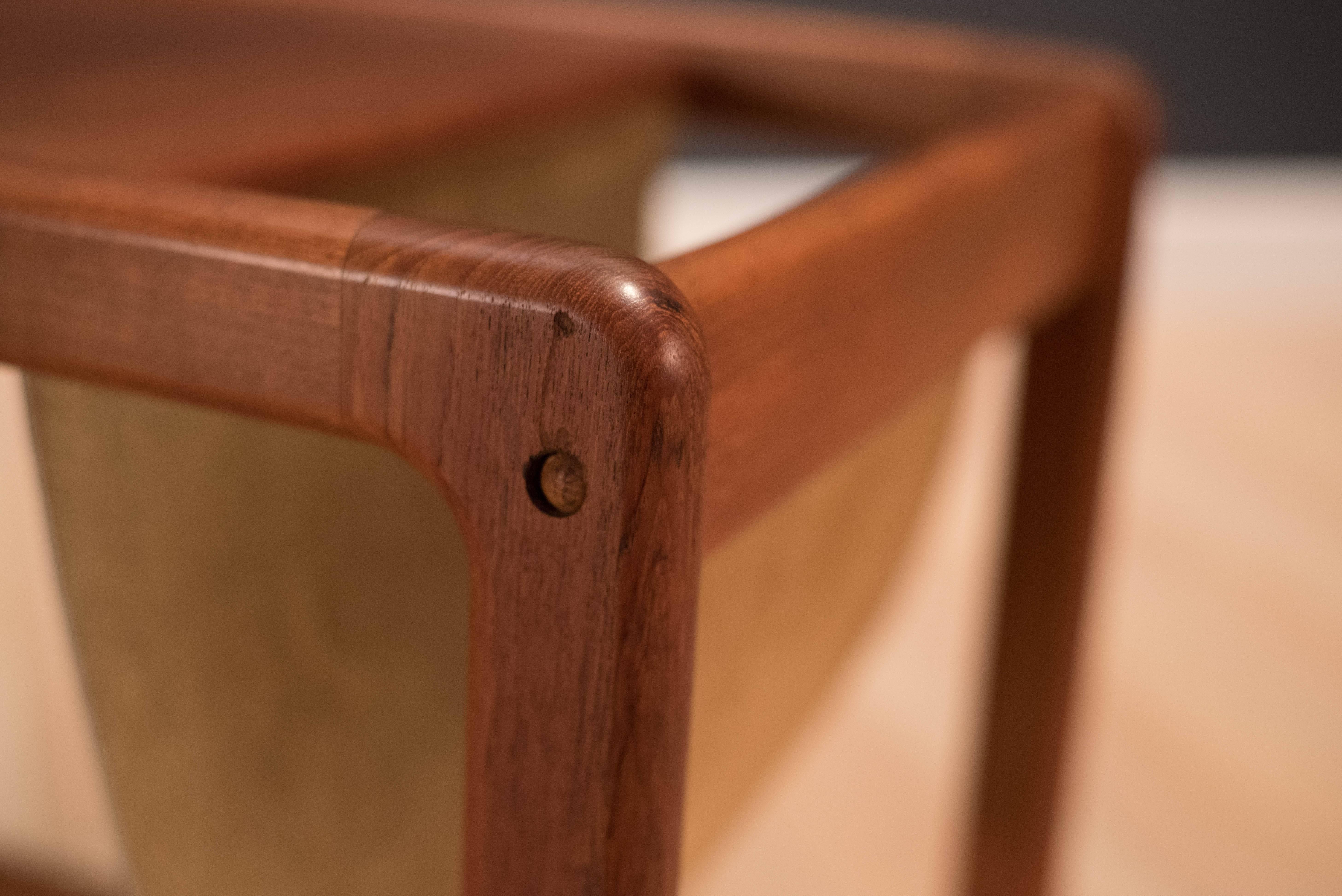 side table with leather magazine holder