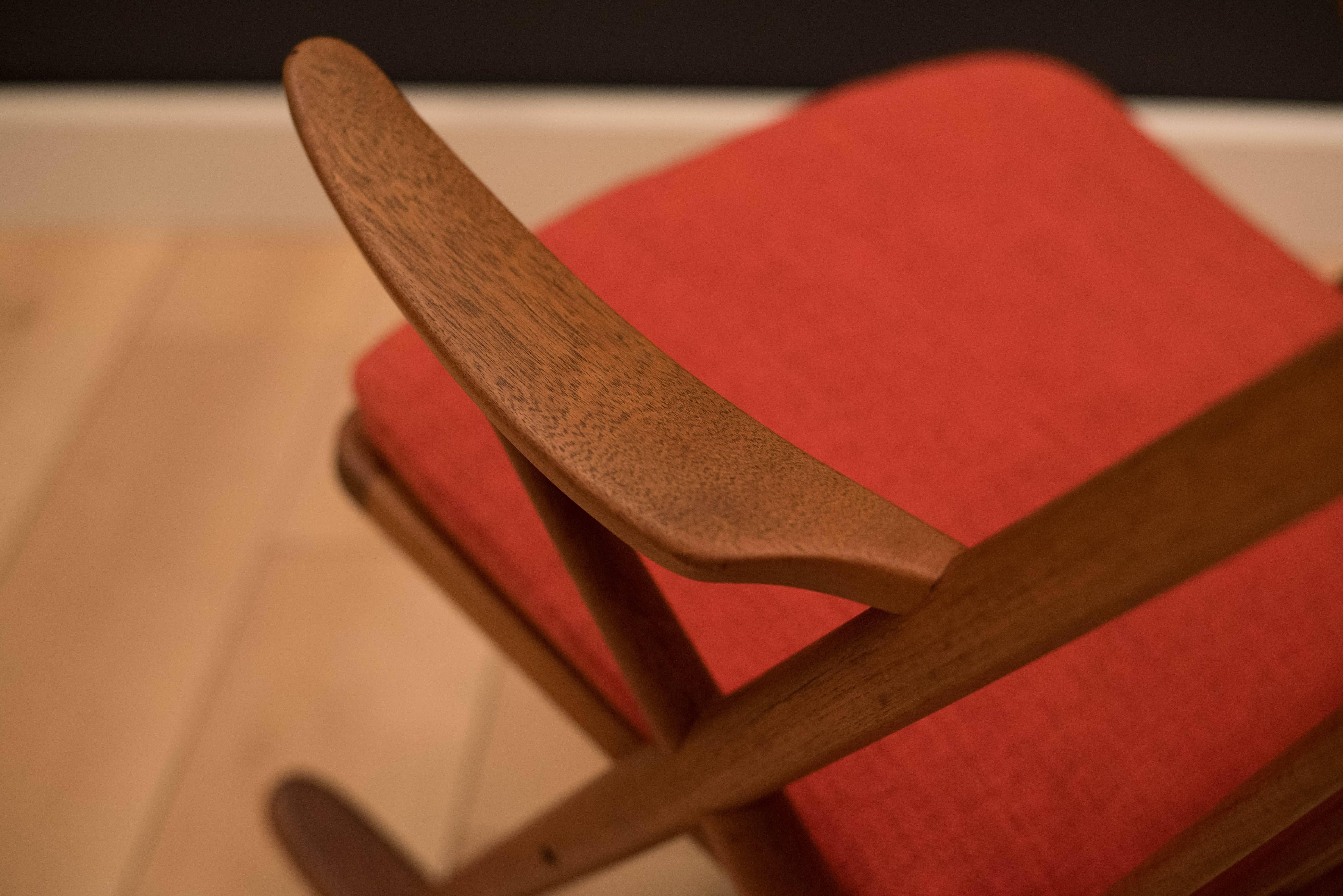 Fabric Vintage Danish Bramin Teak Rocking Chair