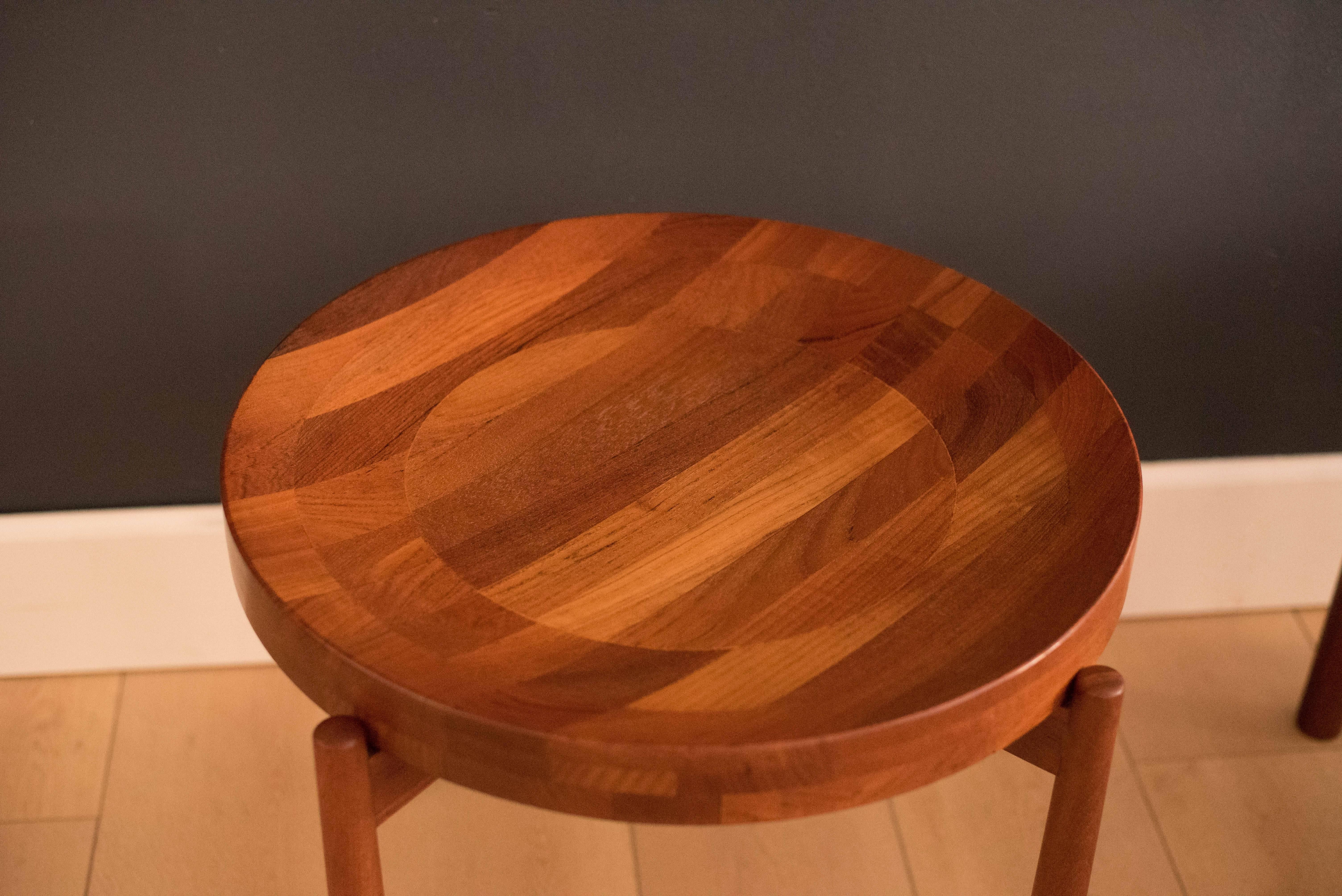 Vintage Pair of Staved Teak DUX End Tables In Good Condition In San Jose, CA