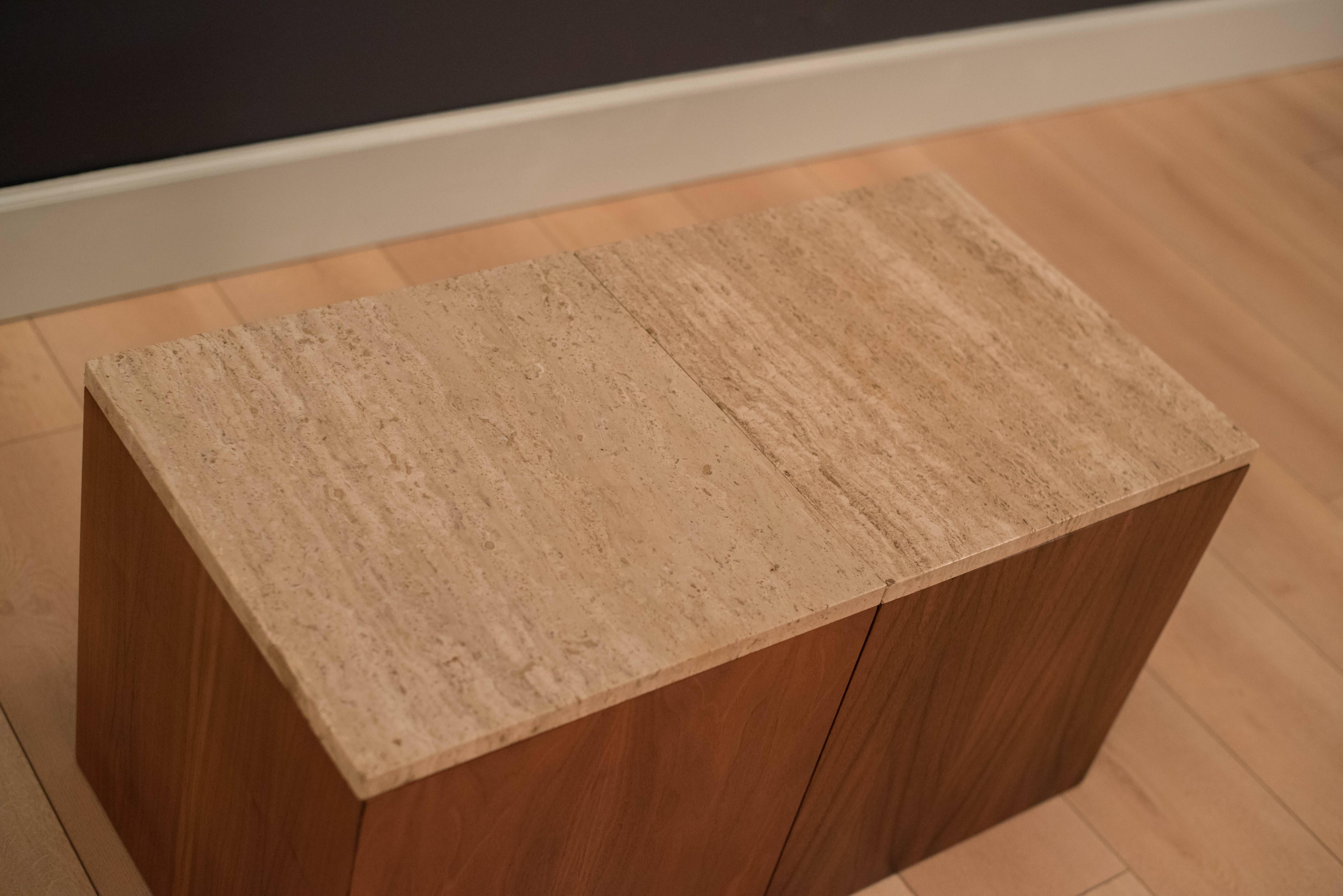 walnut cube side table