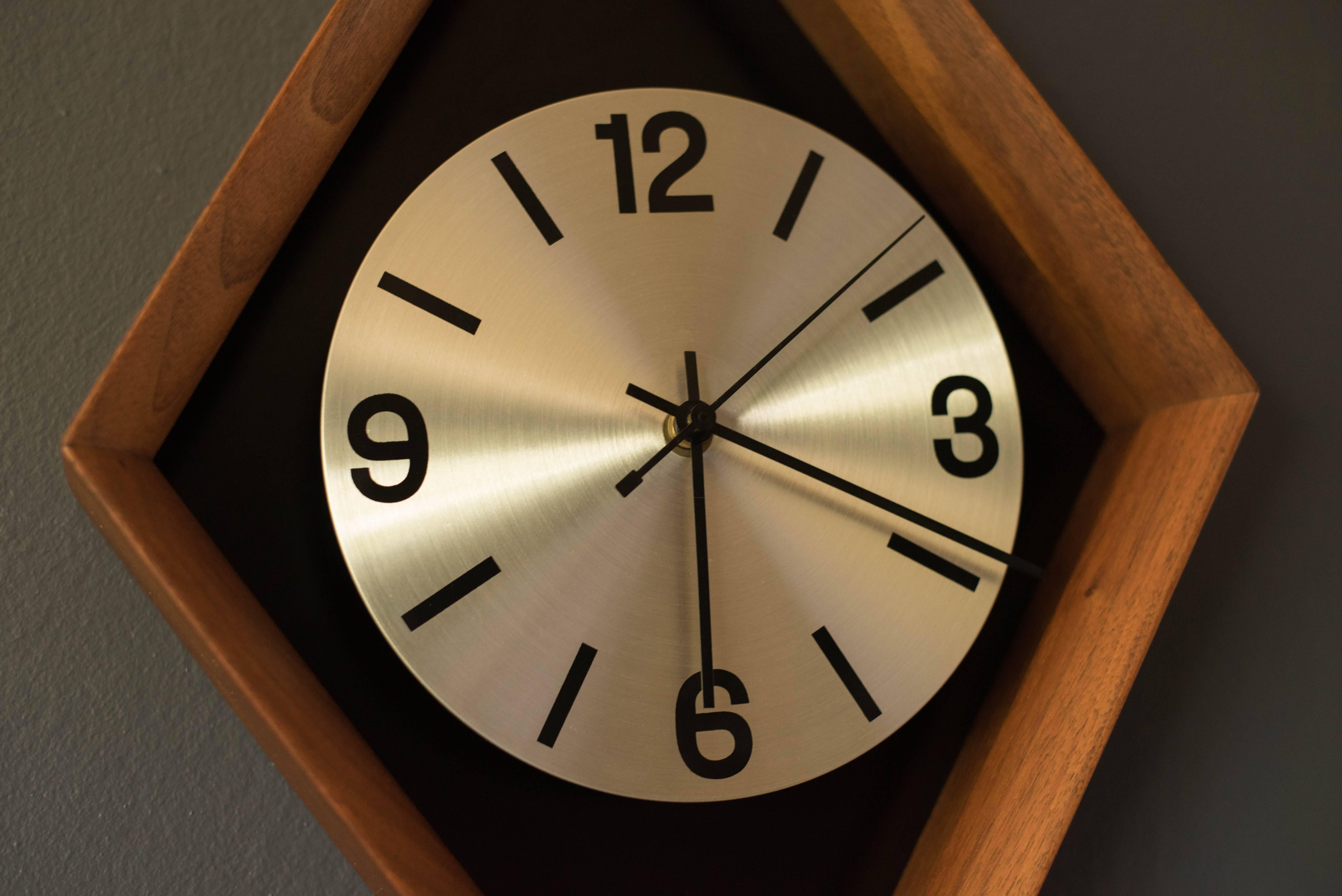Mid-20th Century Mid-Century Modern Walnut Clock