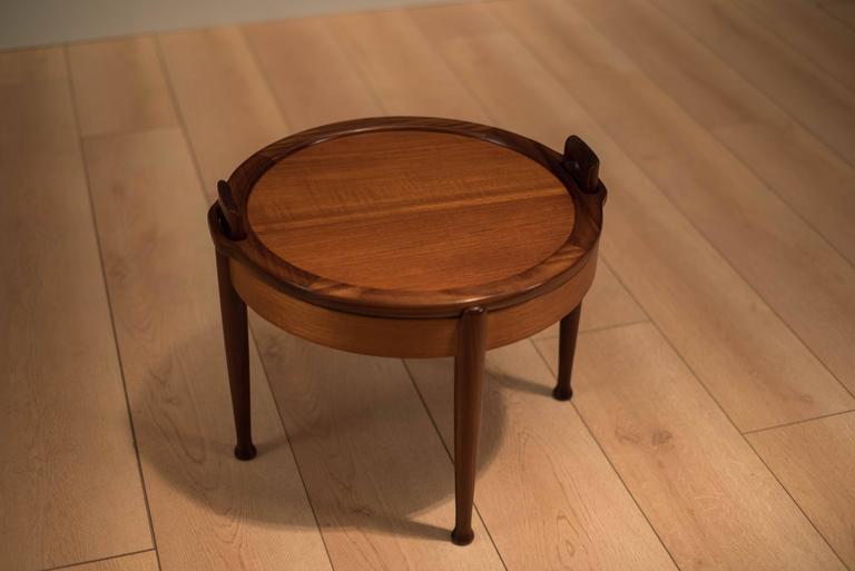Vintage Scandinavian Teak Reversible Tabletop Stool at 1stDibs