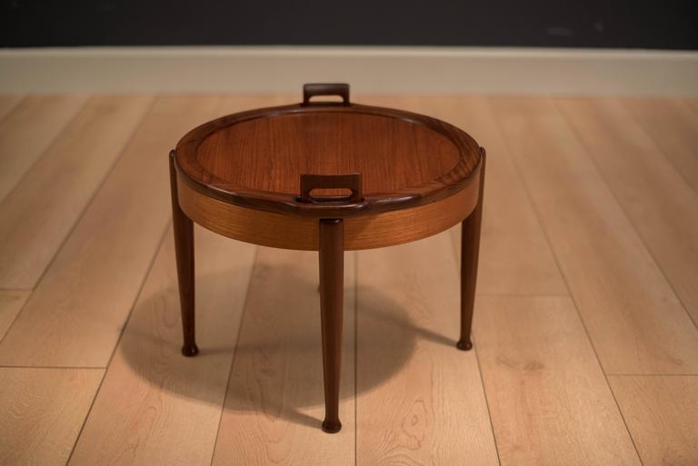 Vintage Scandinavian Teak Reversible Tabletop Stool at 1stDibs