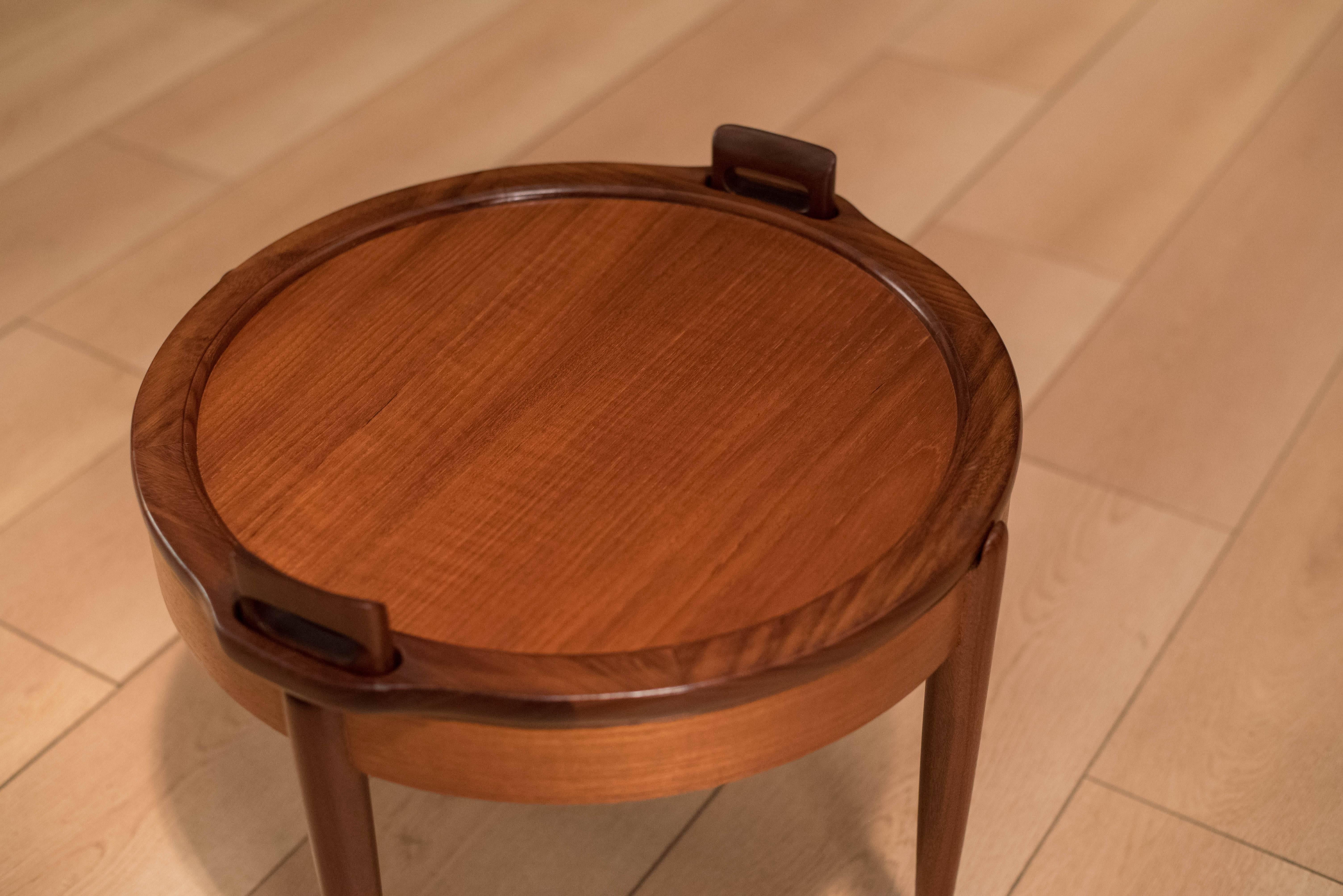 Mid-20th Century Vintage Scandinavian Teak Reversible Tabletop Stool