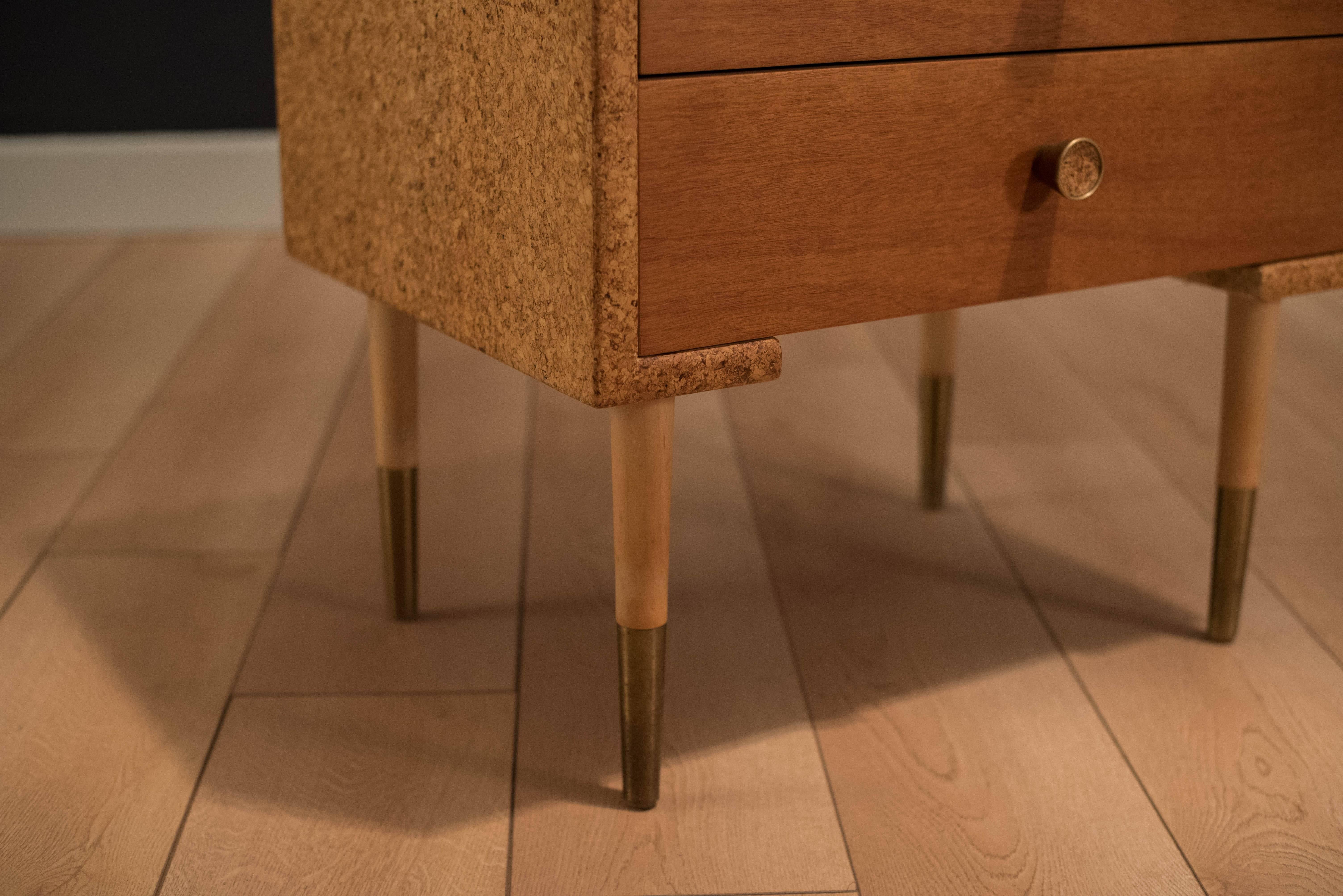 Vintage Paul Frankl Cork Nightstand In Good Condition In San Jose, CA