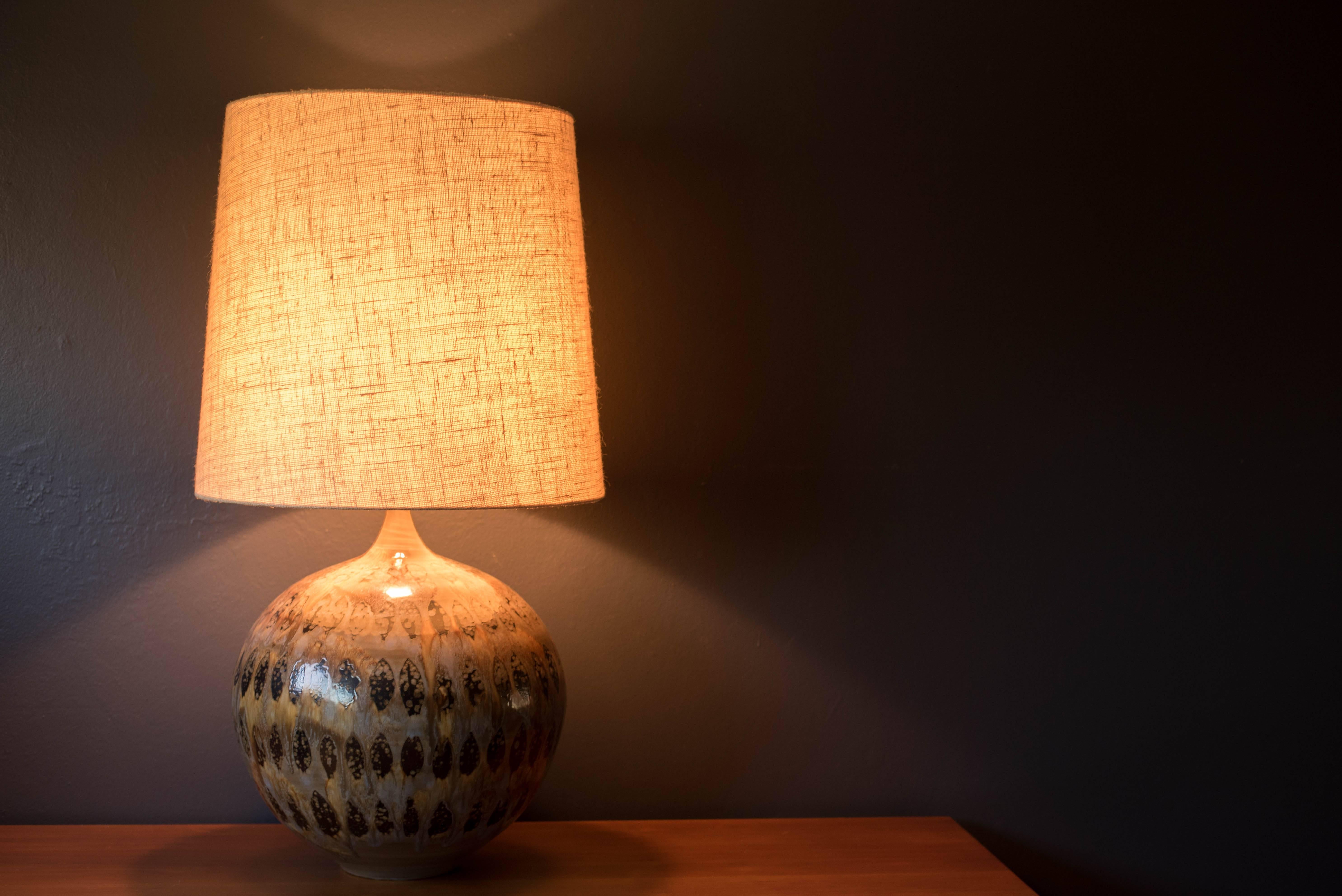 MidCentury Ceramic Pottery Glazed Lamp at 1stDibs