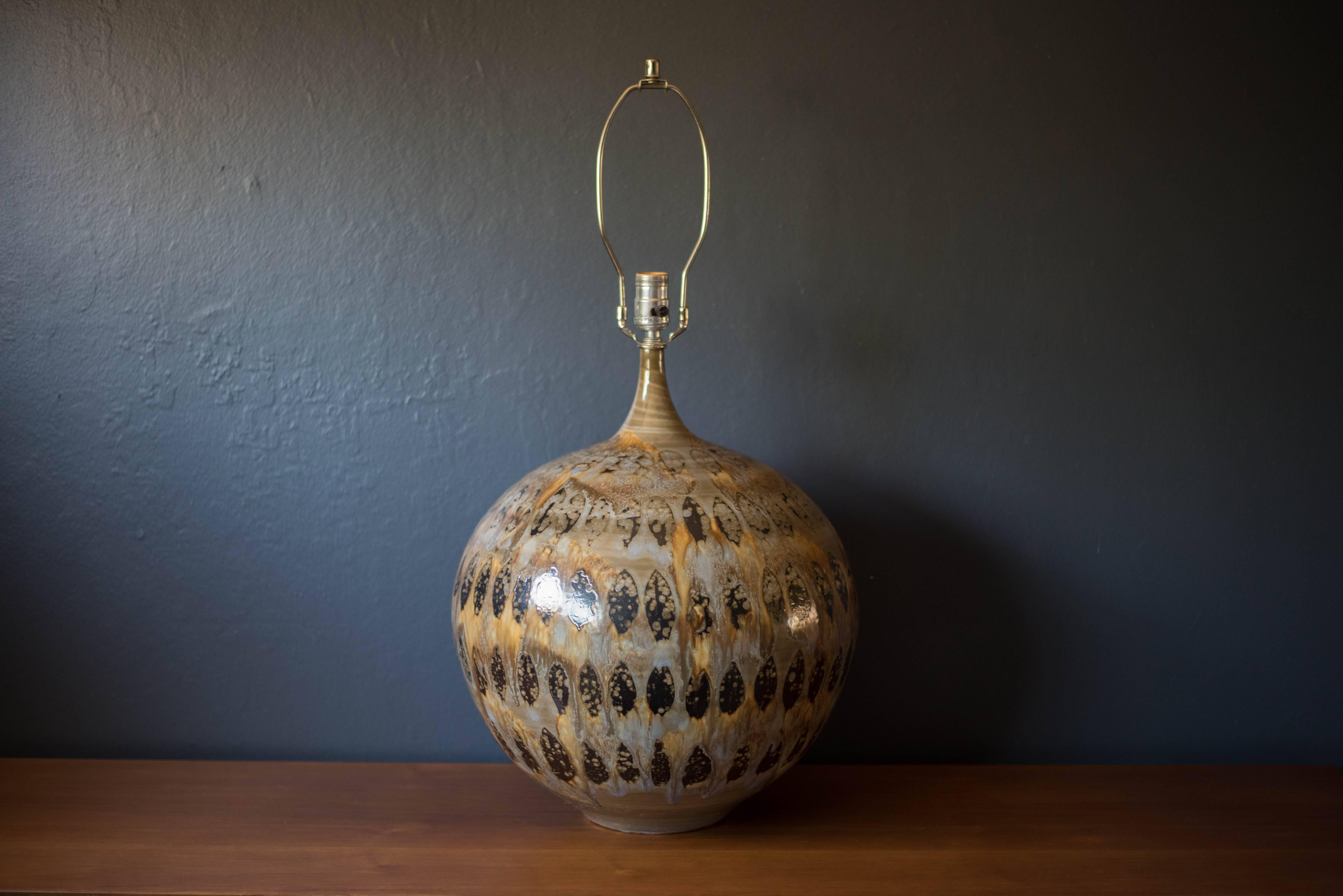 MidCentury Ceramic Pottery Glazed Lamp at 1stDibs