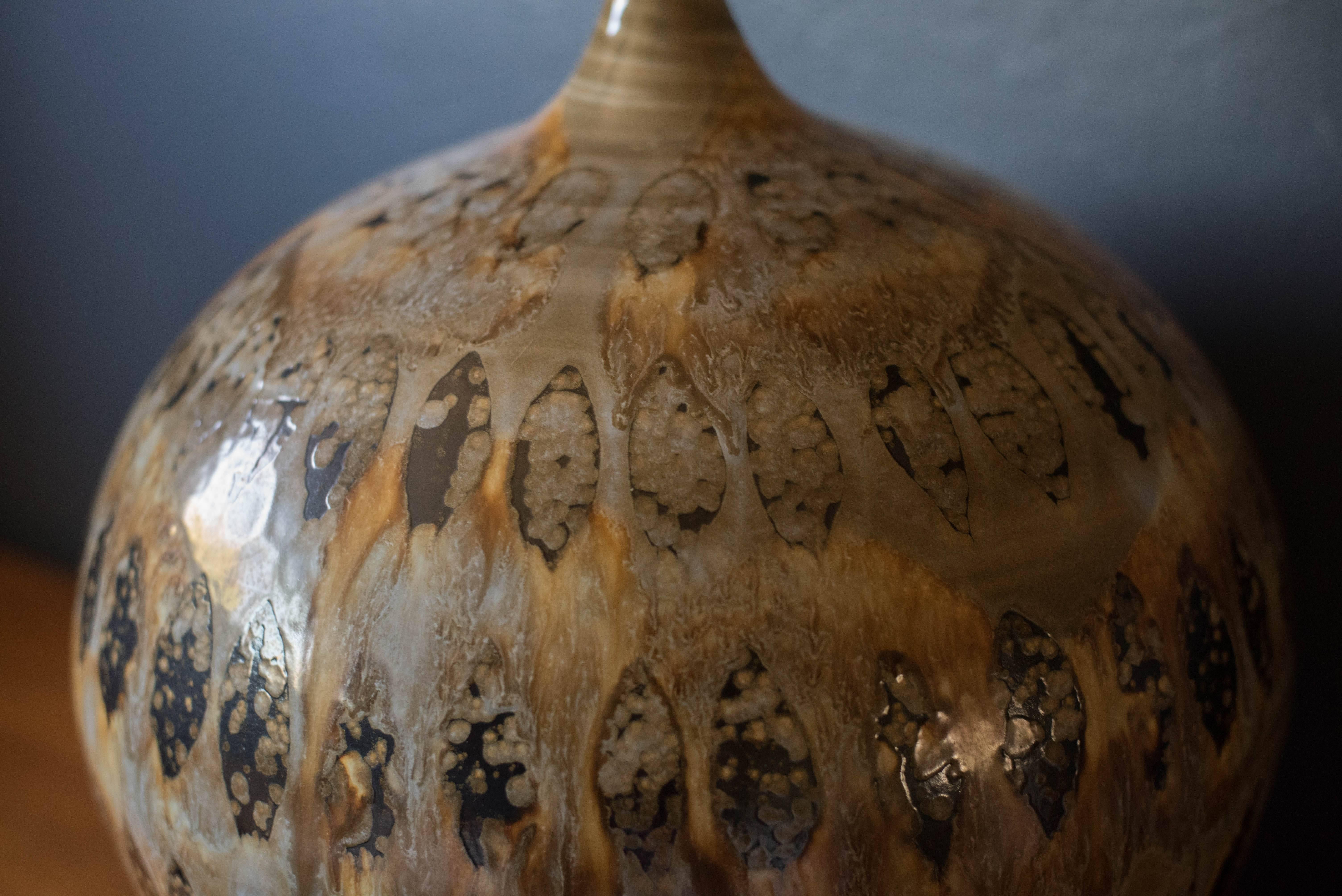 MidCentury Ceramic Pottery Glazed Lamp at 1stDibs