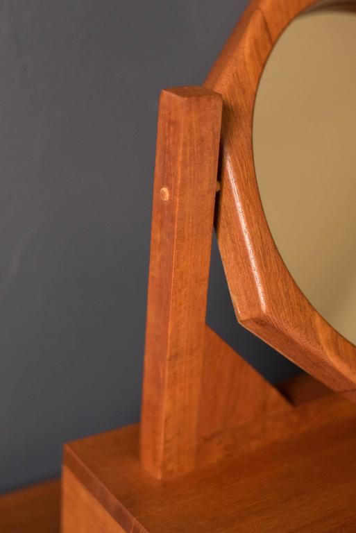 Vintage Handcrafted Teak Jewelry Box and Mirror at 1stDibs