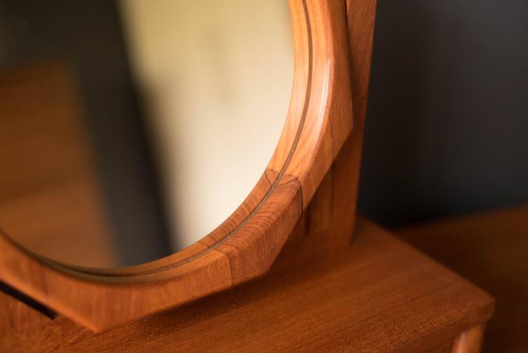 Vintage Handcrafted Teak Jewelry Box and Mirror at 1stDibs