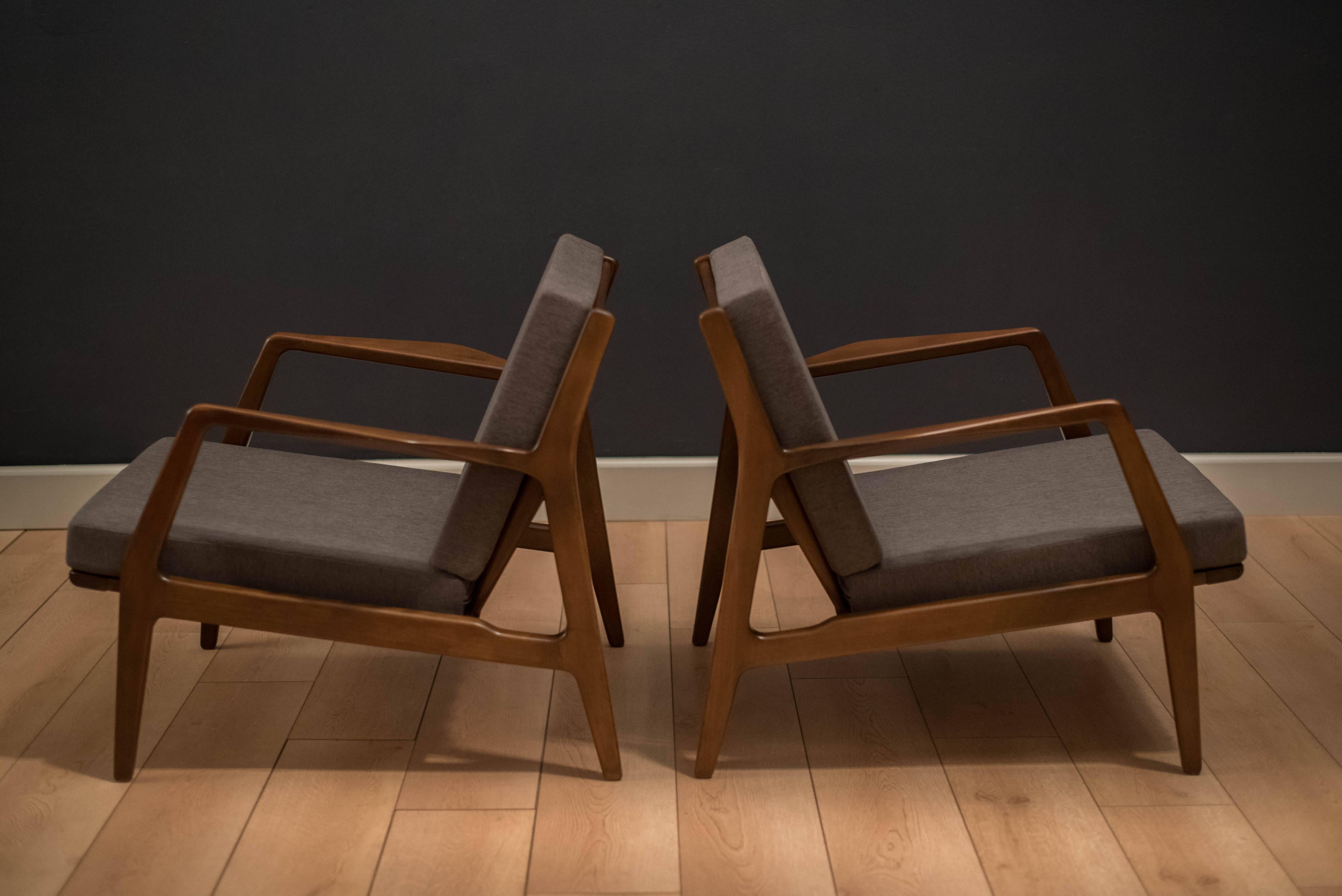 Scandinavian Modern Pair of Vintage Ib Kofod Larsen Lounge Chairs