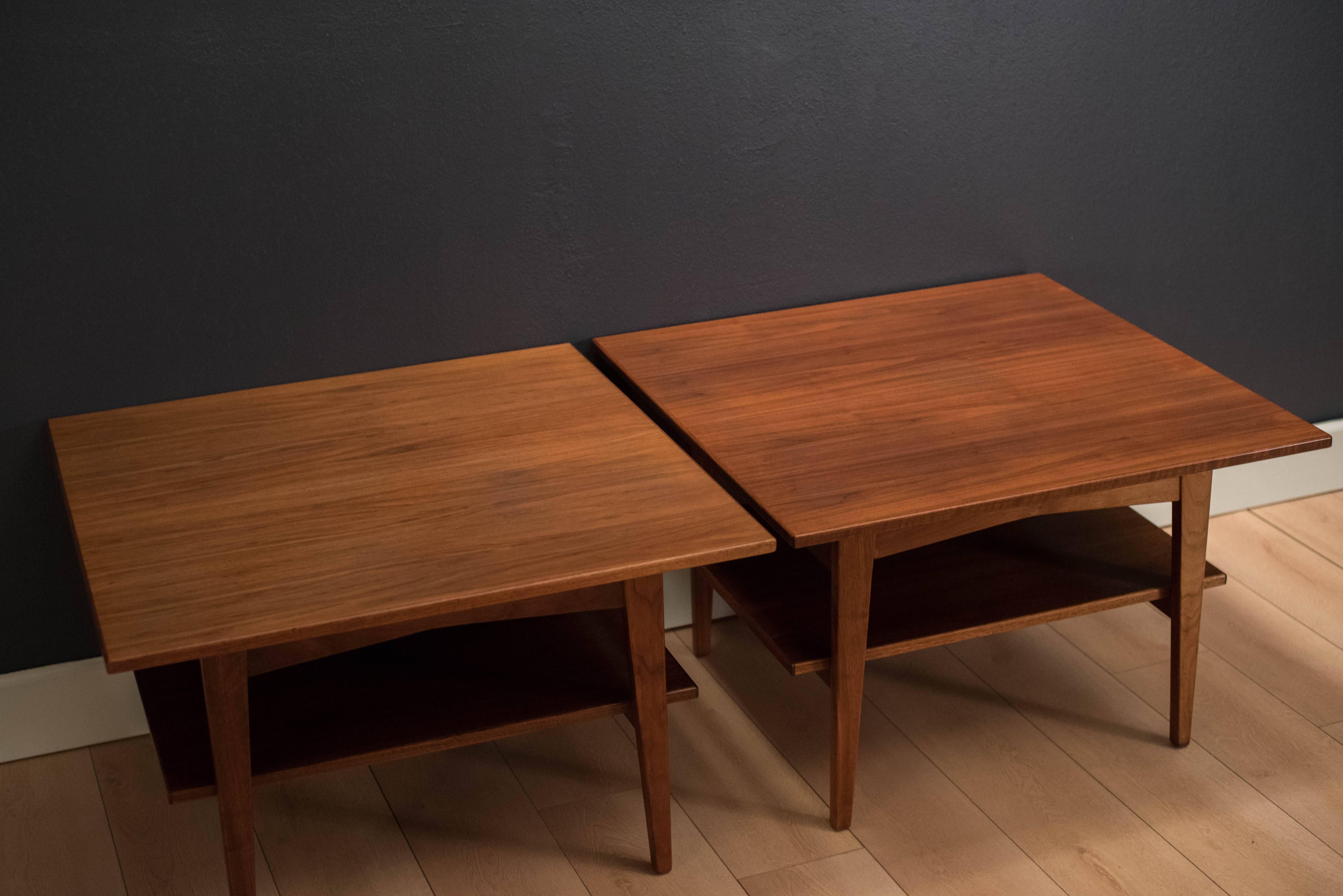 American Mid Century Walnut Side Tables by Jens Risom