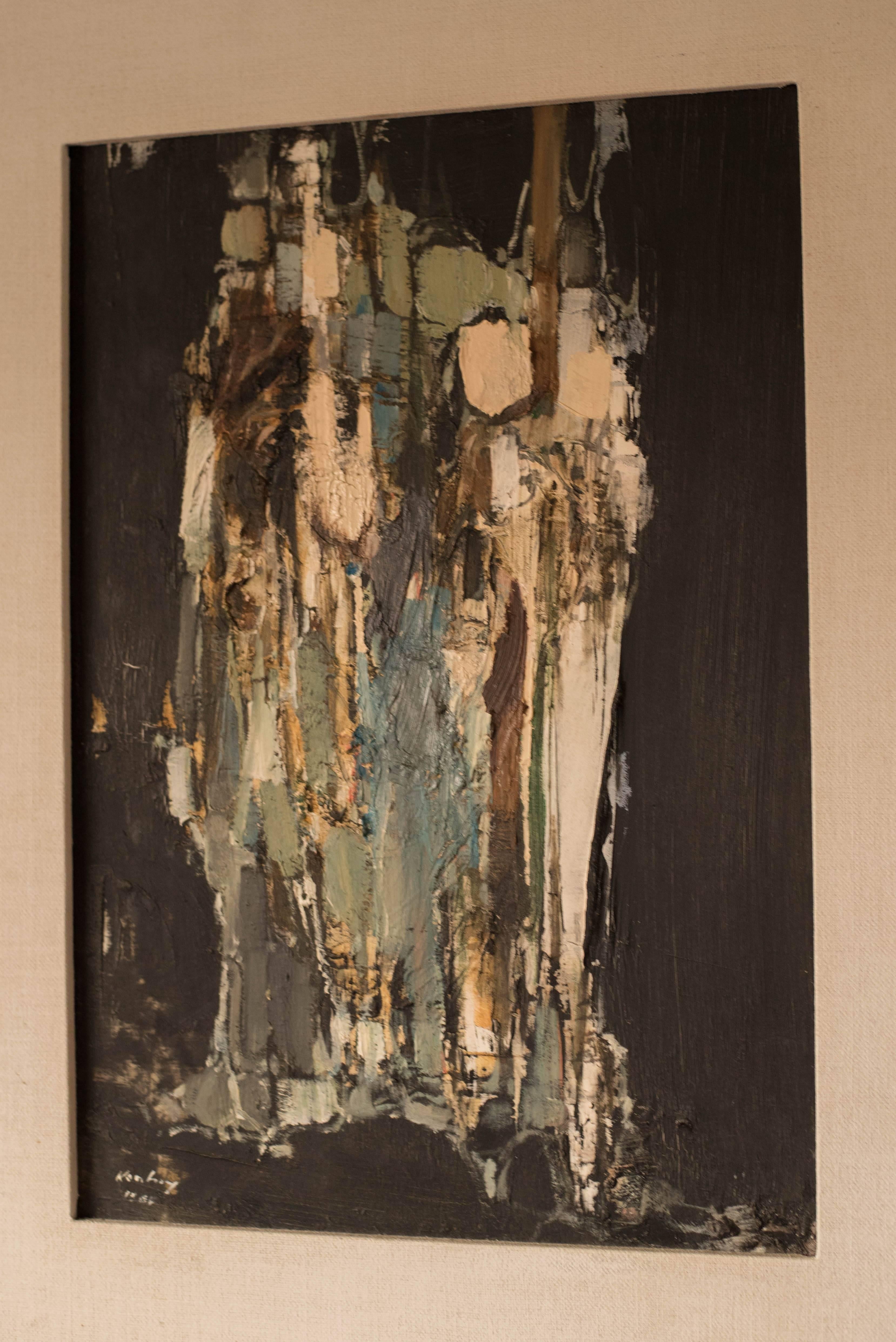 Mid-Century Modern Midcentury Abstract Oil Painting by Pawel Kontny