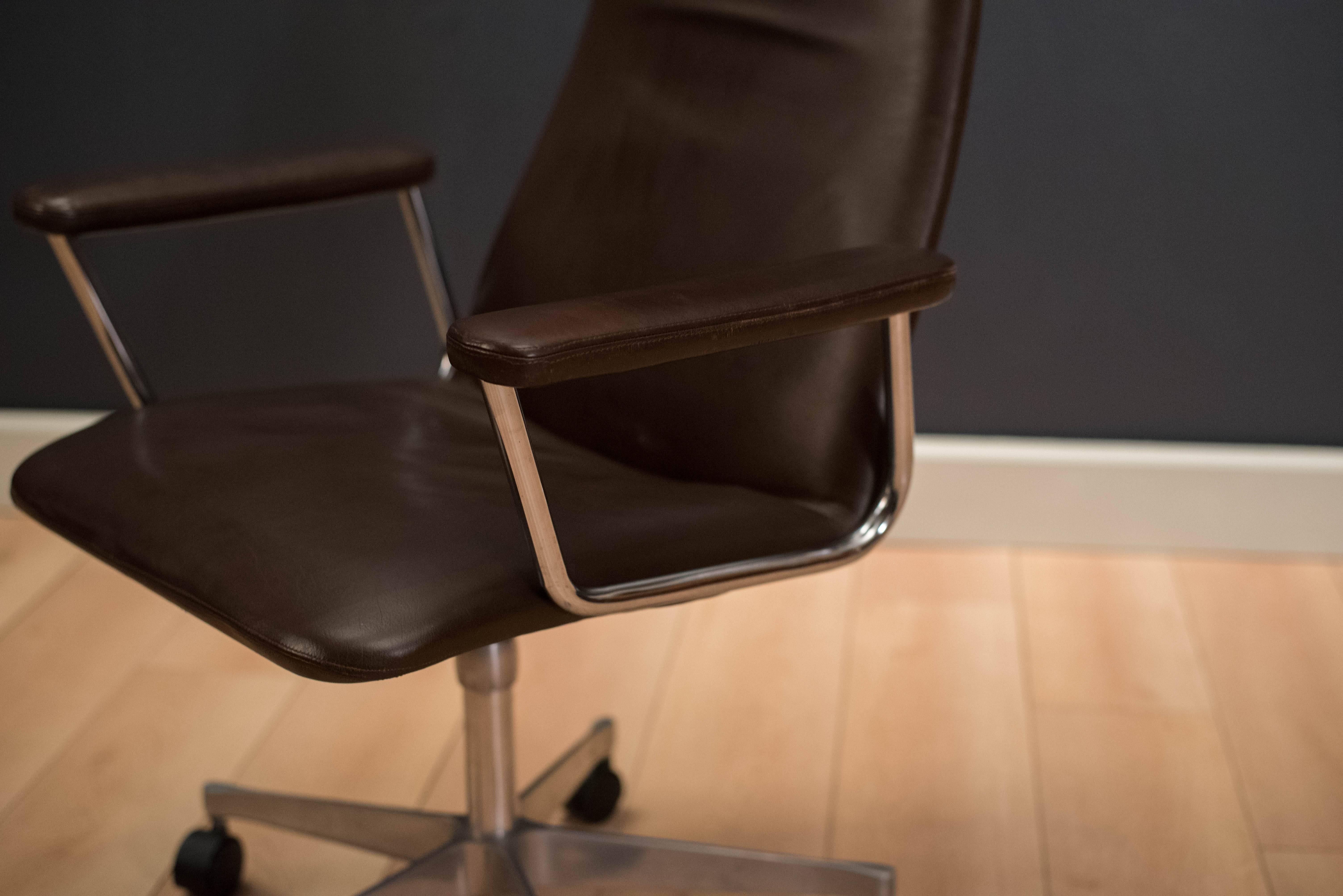 Danish Mid-Century Leather Office Chair by Kevi
