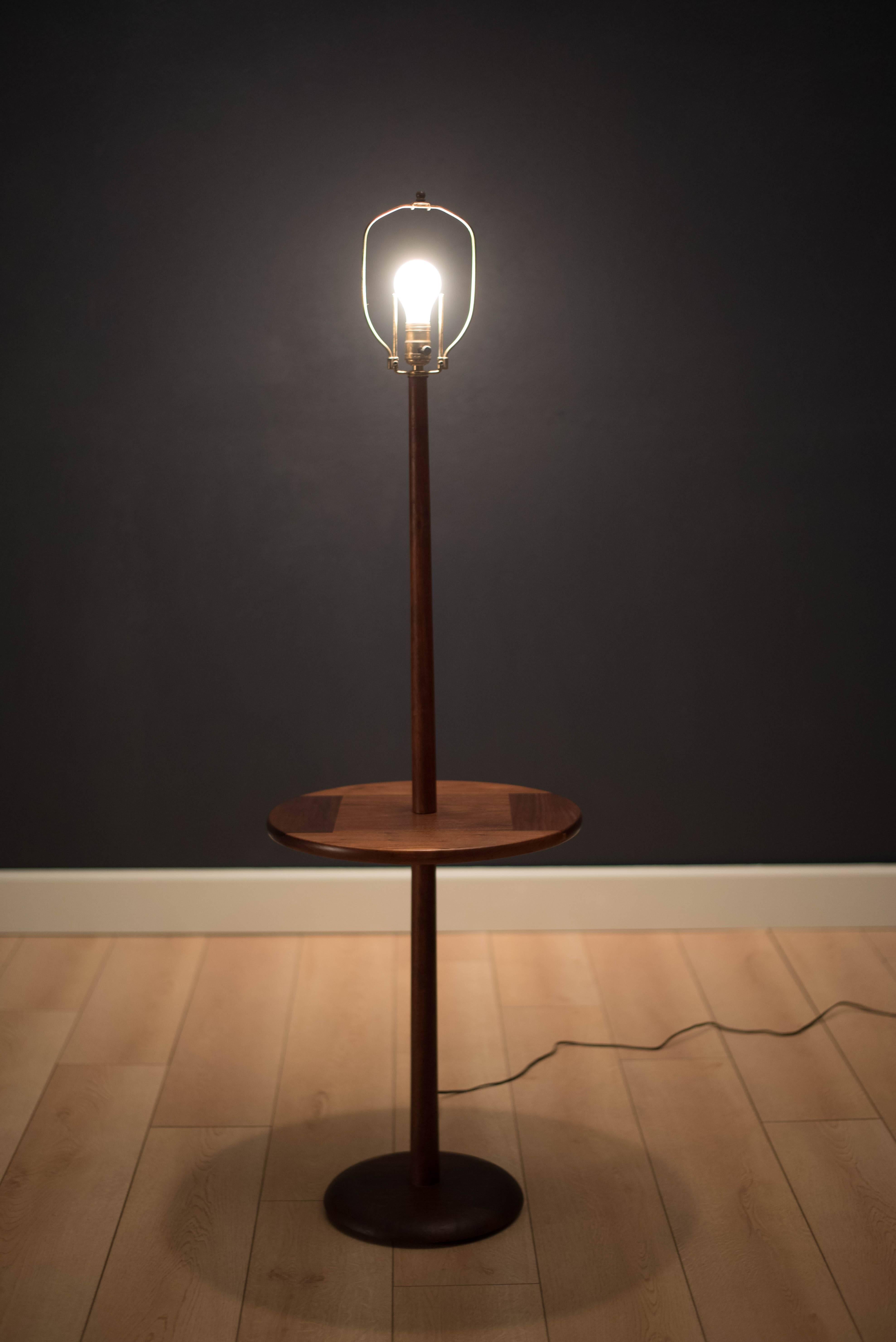 Mid-Century Modern Mid-Century Walnut Laurel Floor Lamp with Side Table
