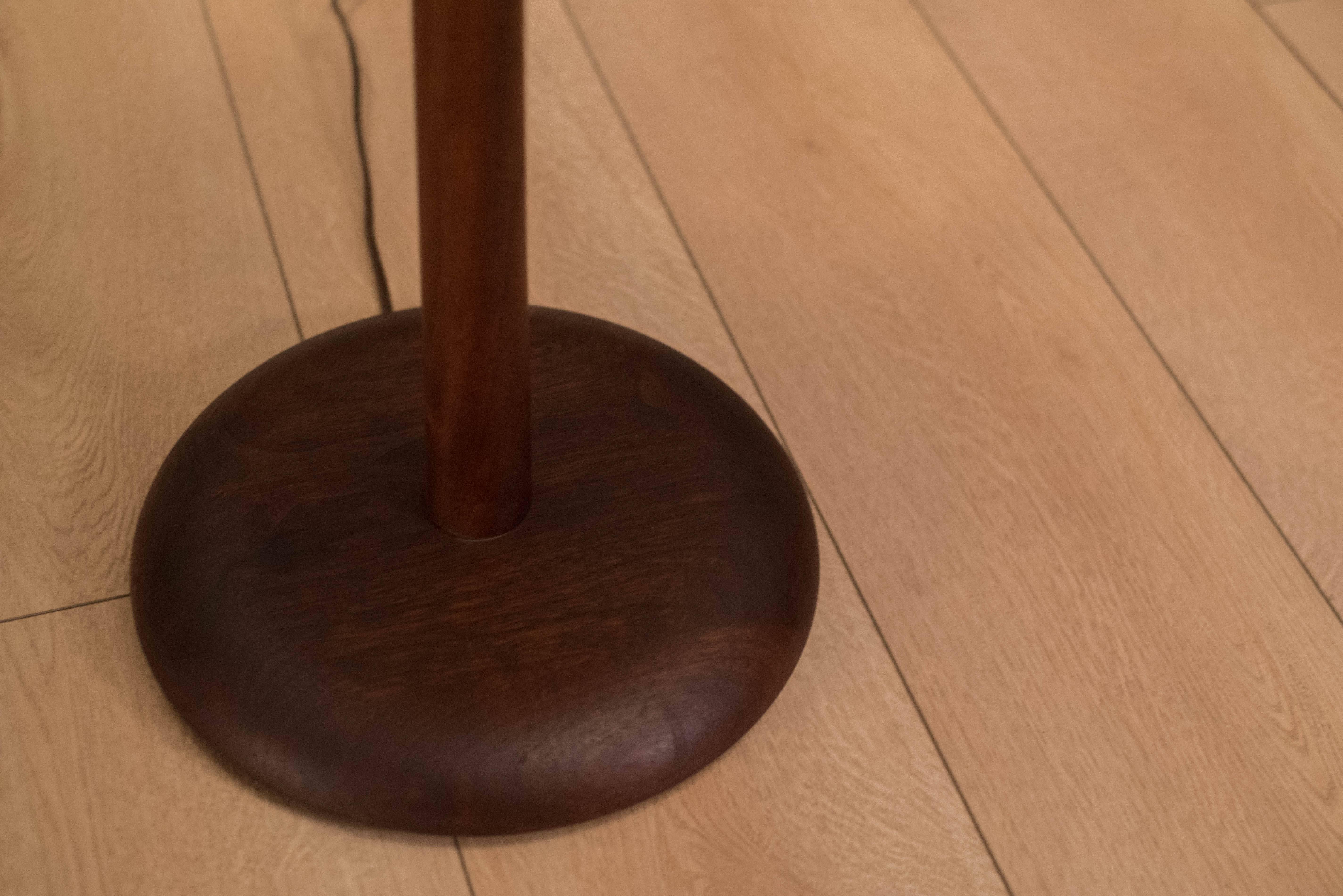 Mid-Century Walnut Laurel Floor Lamp with Side Table In Good Condition In San Jose, CA