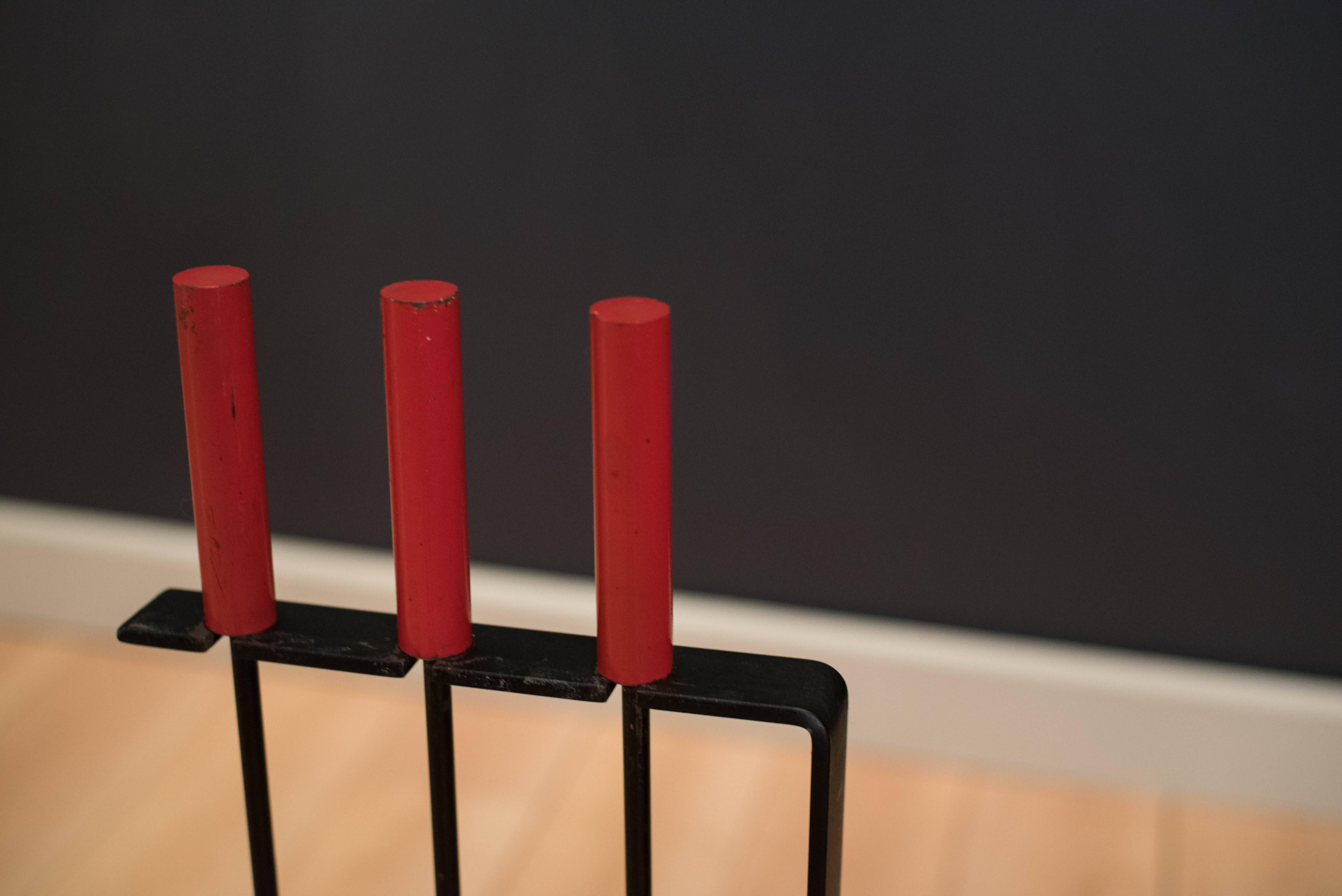 mid century modern fireplace tools