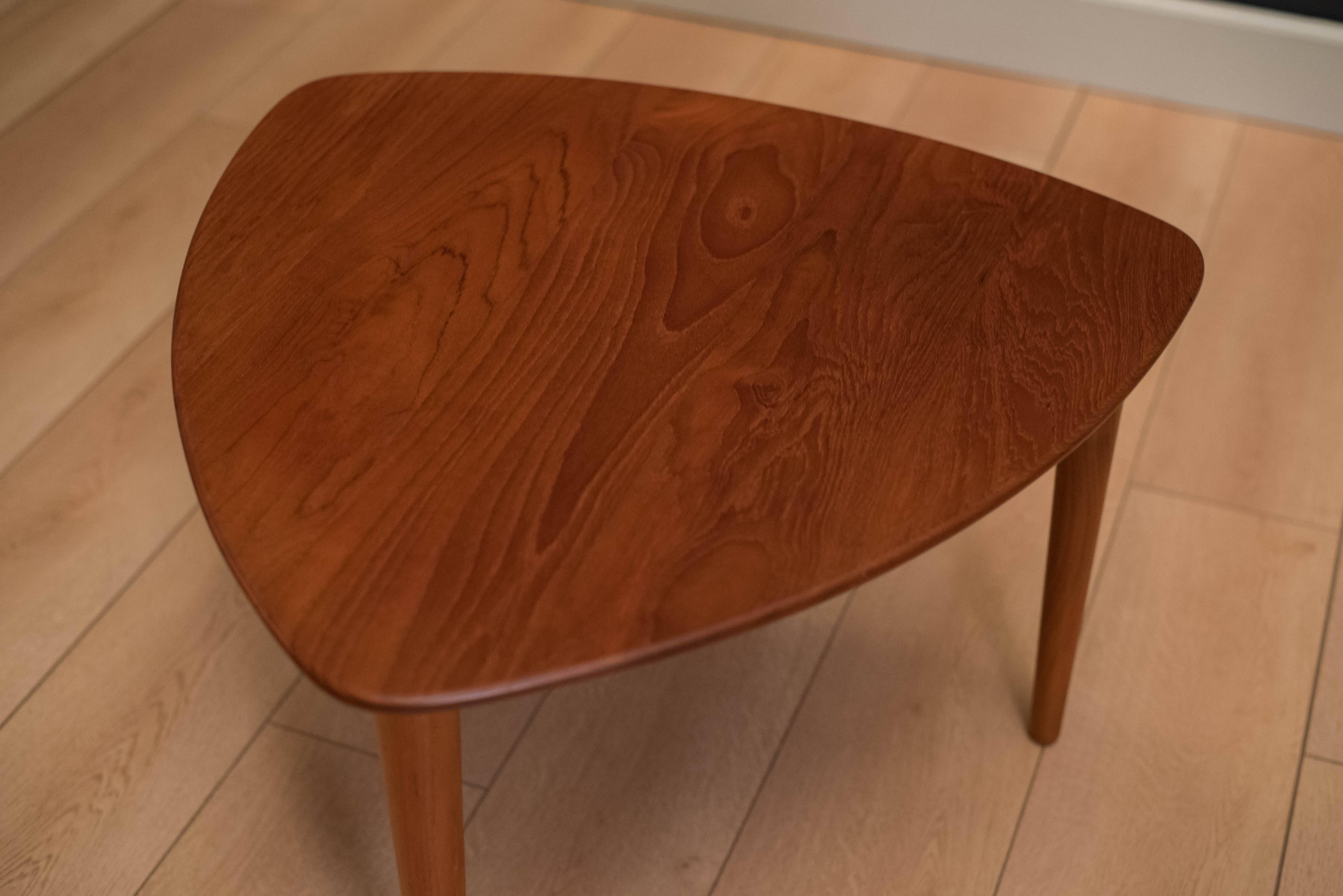 Mid Century Teak Side Table by Gustav Bahus In Good Condition In San Jose, CA