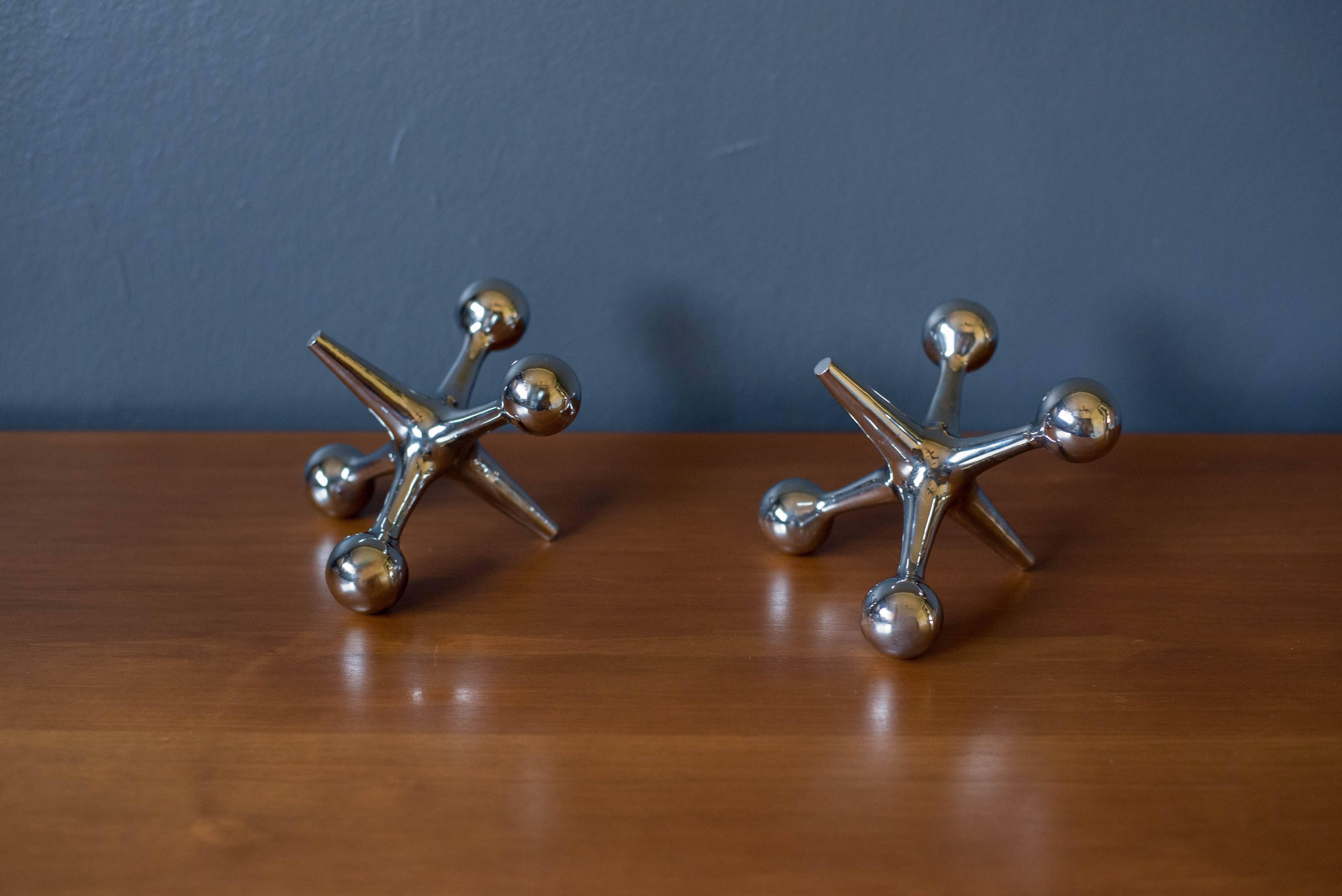 Mid-Century Bill Curry Design Line Pair of Jacks Bookends In Good Condition In San Jose, CA