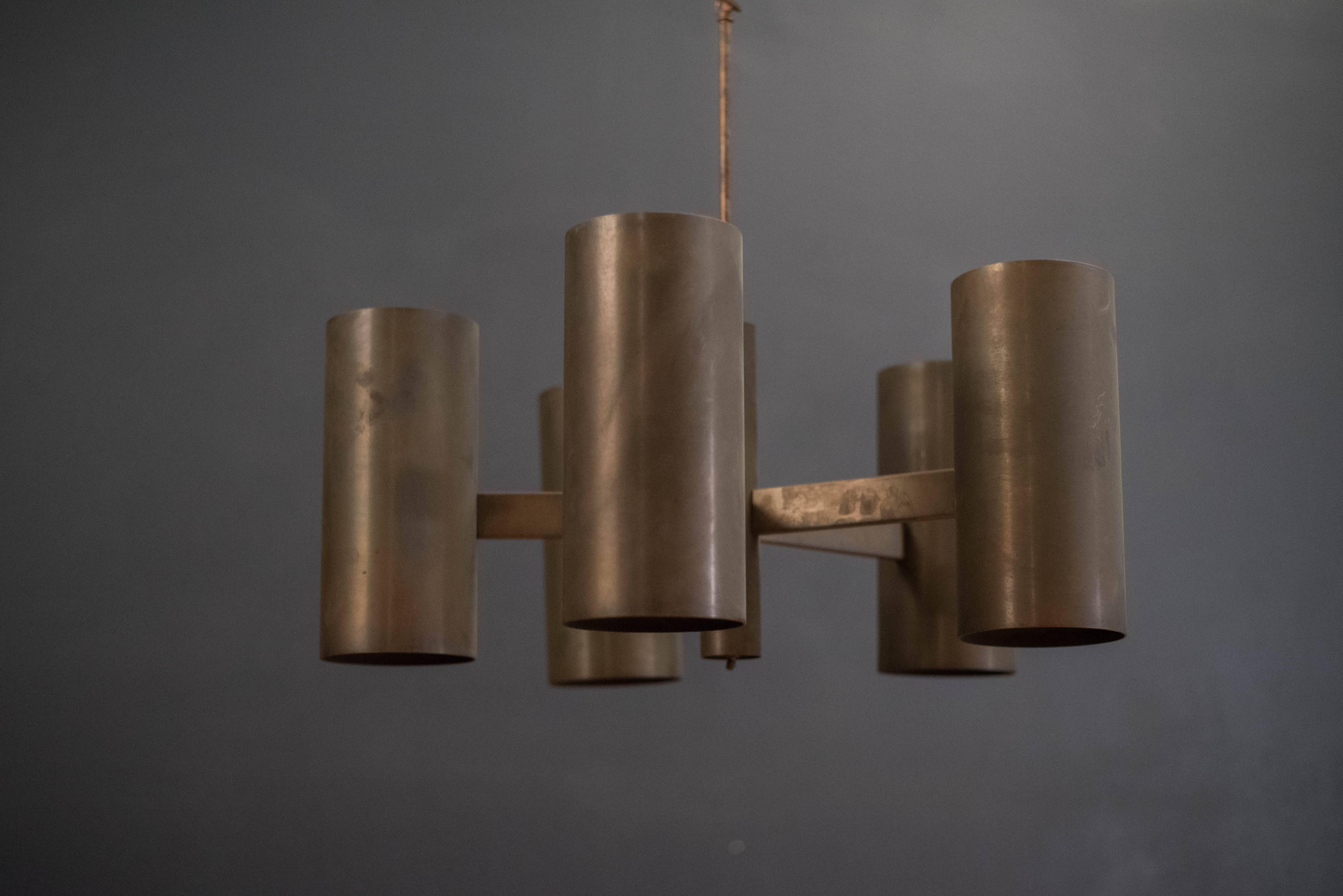 Mid-Century Modern California Modern Stuart Barnes Bronze Chandelier