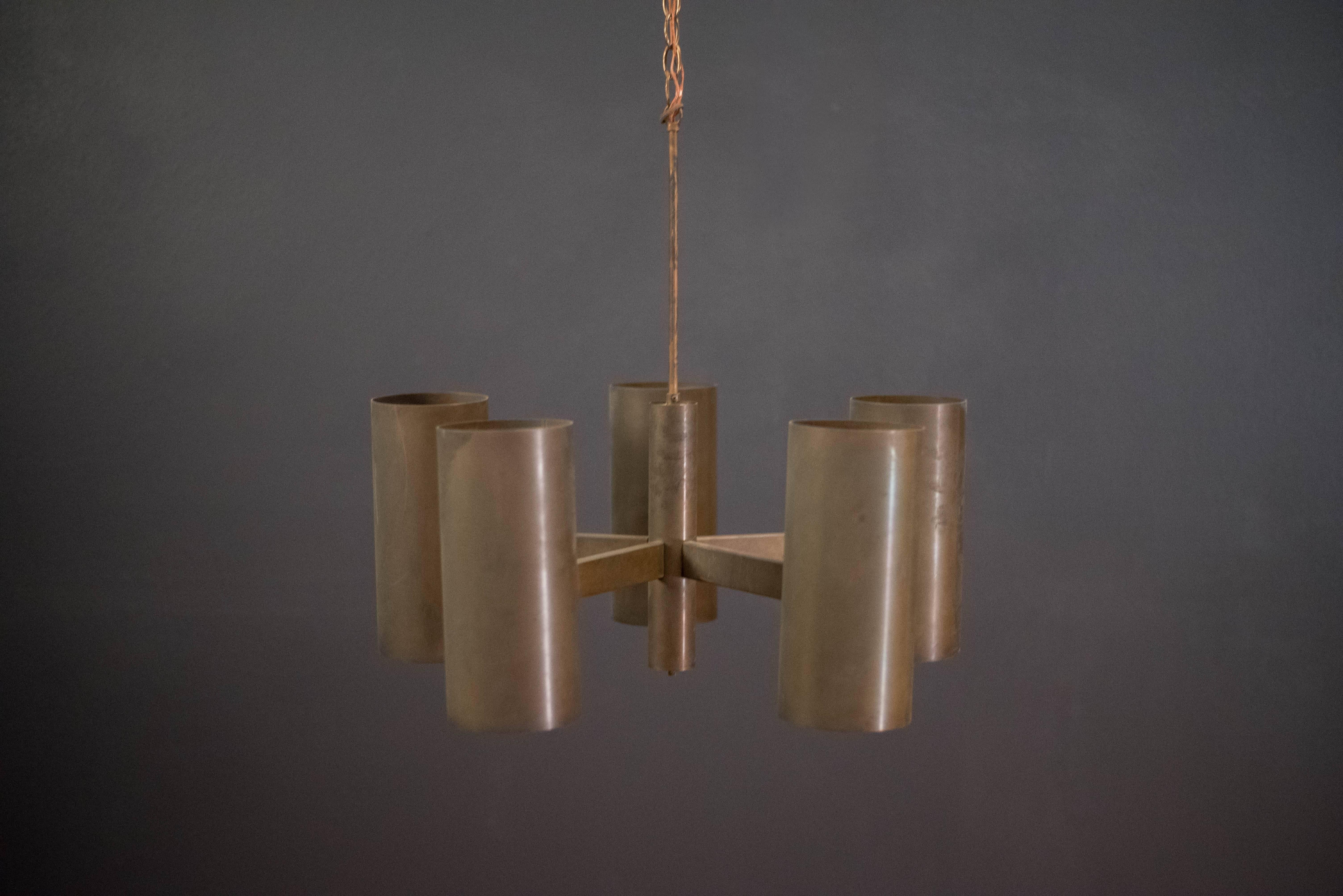 American California Modern Stuart Barnes Bronze Chandelier