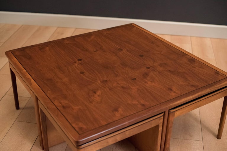 Mid Century Drexel Declaration Coffee Table with Nesting Stool Tables