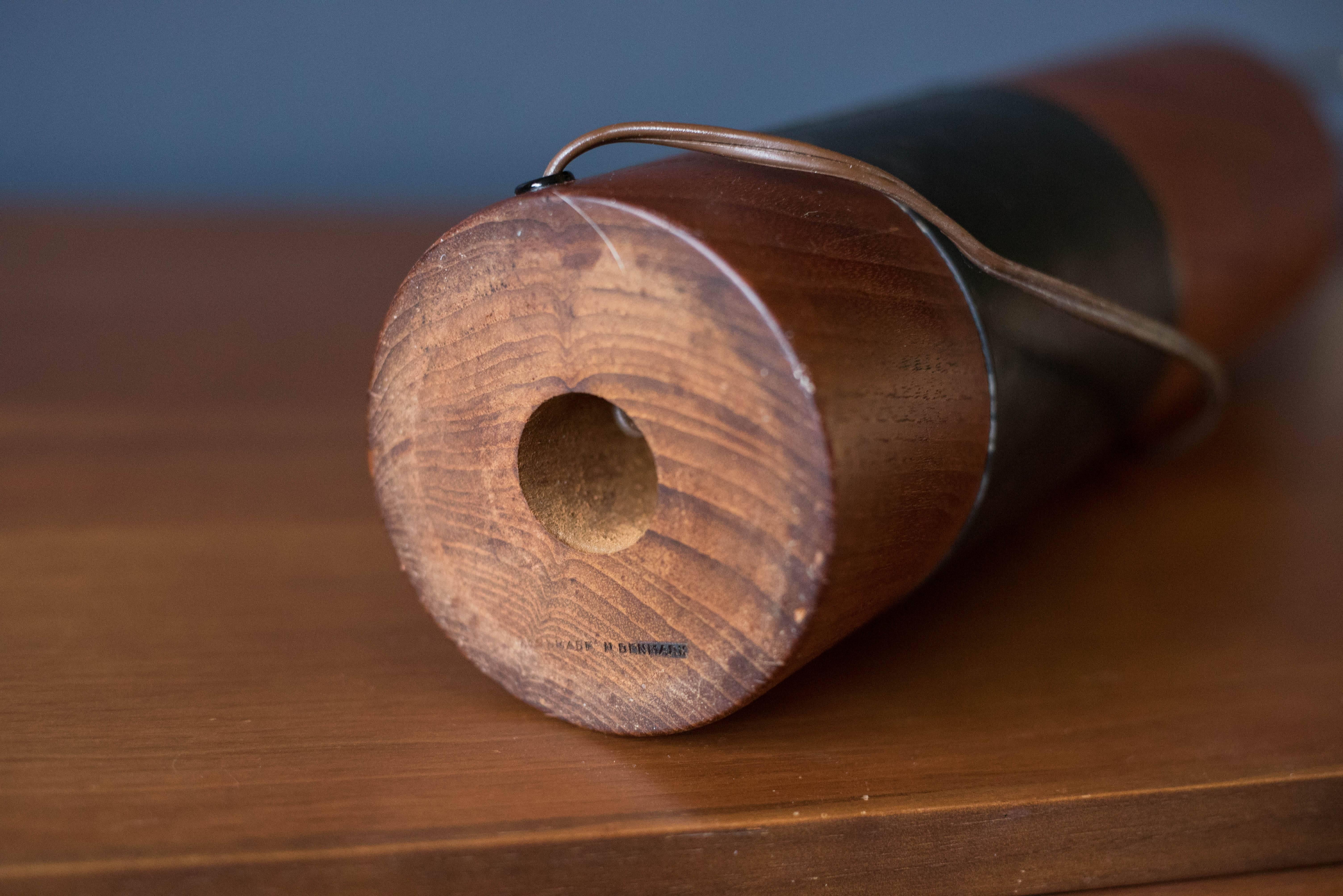 Danish Modern Teak and Leather Lamp 1