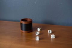 Vintage Danish Teak and Leather Dice Cup