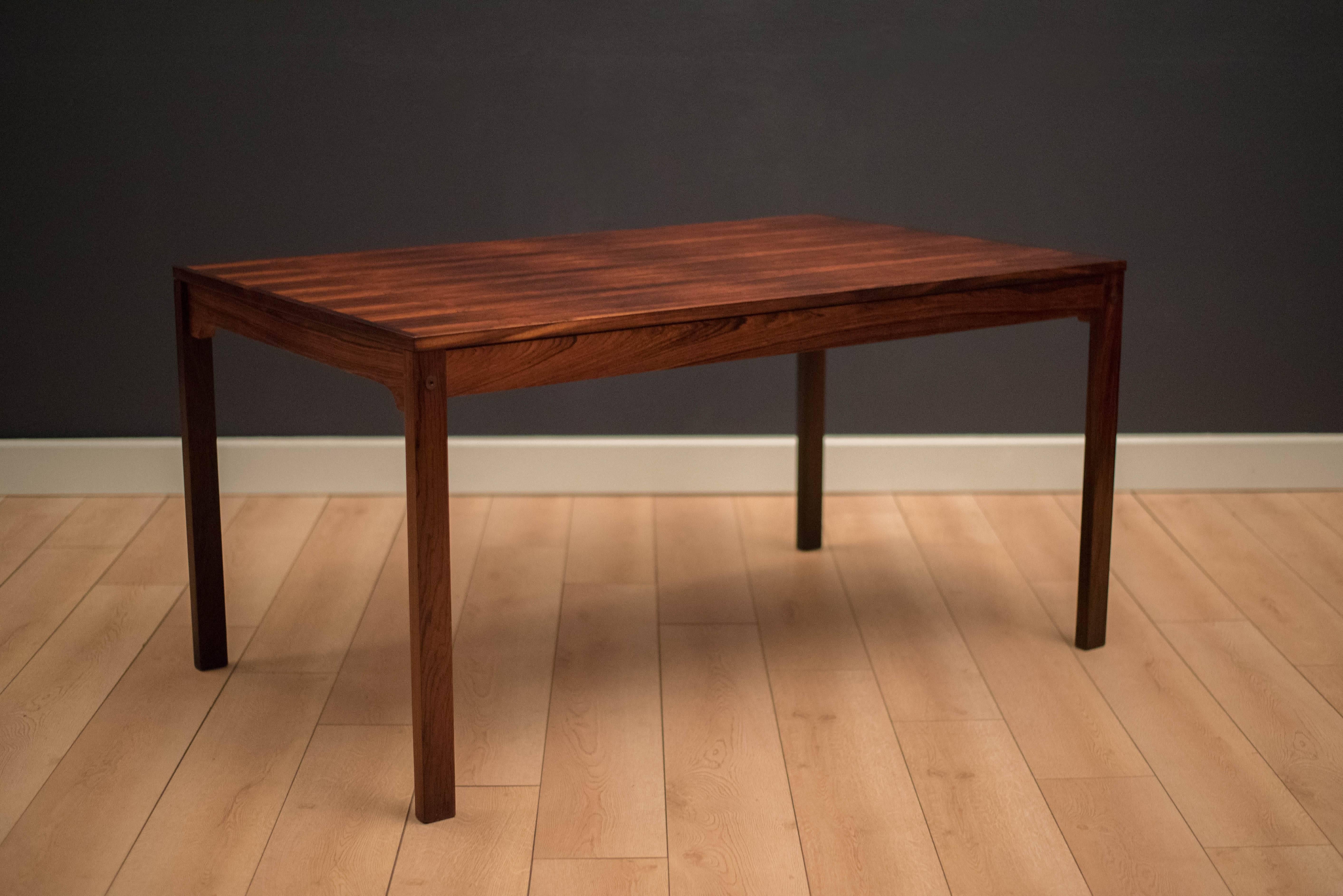 Scandinavian Modern Mid Century Rosewood Dining Table with Extended Leaf