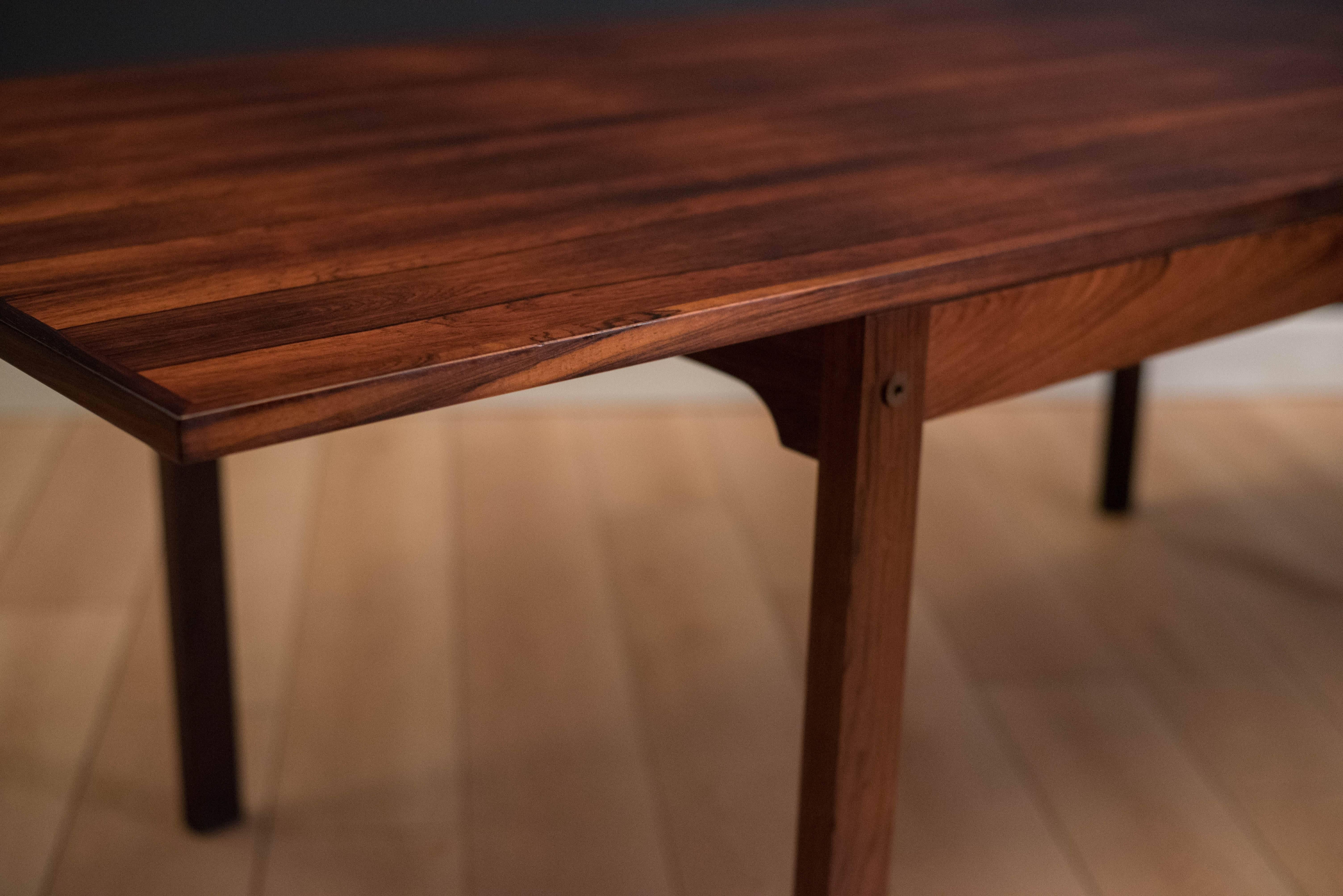 Late 20th Century Mid Century Rosewood Dining Table with Extended Leaf