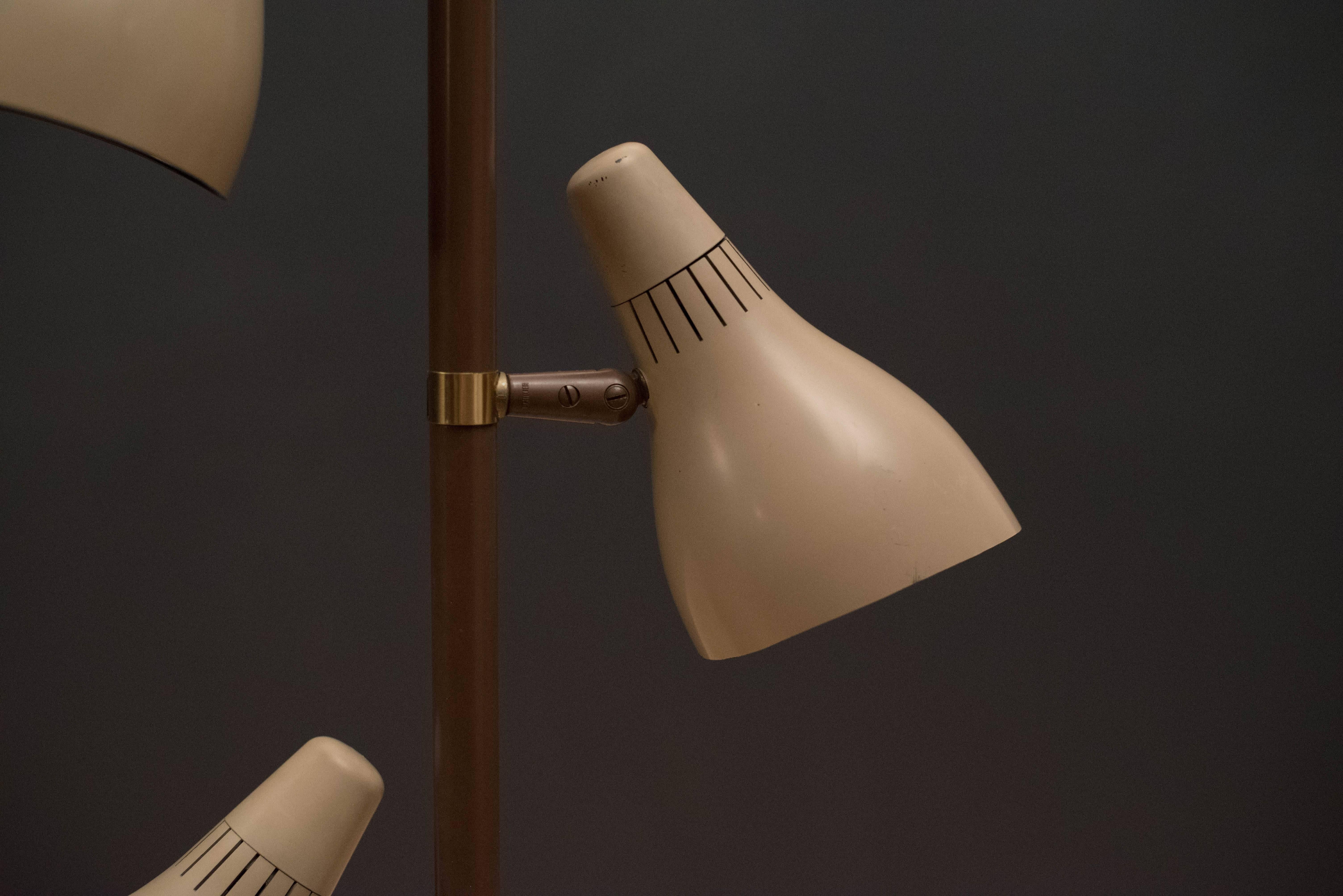 Mid-20th Century Adjustable Three-Shade Floor Lamp by Gerald Thurston