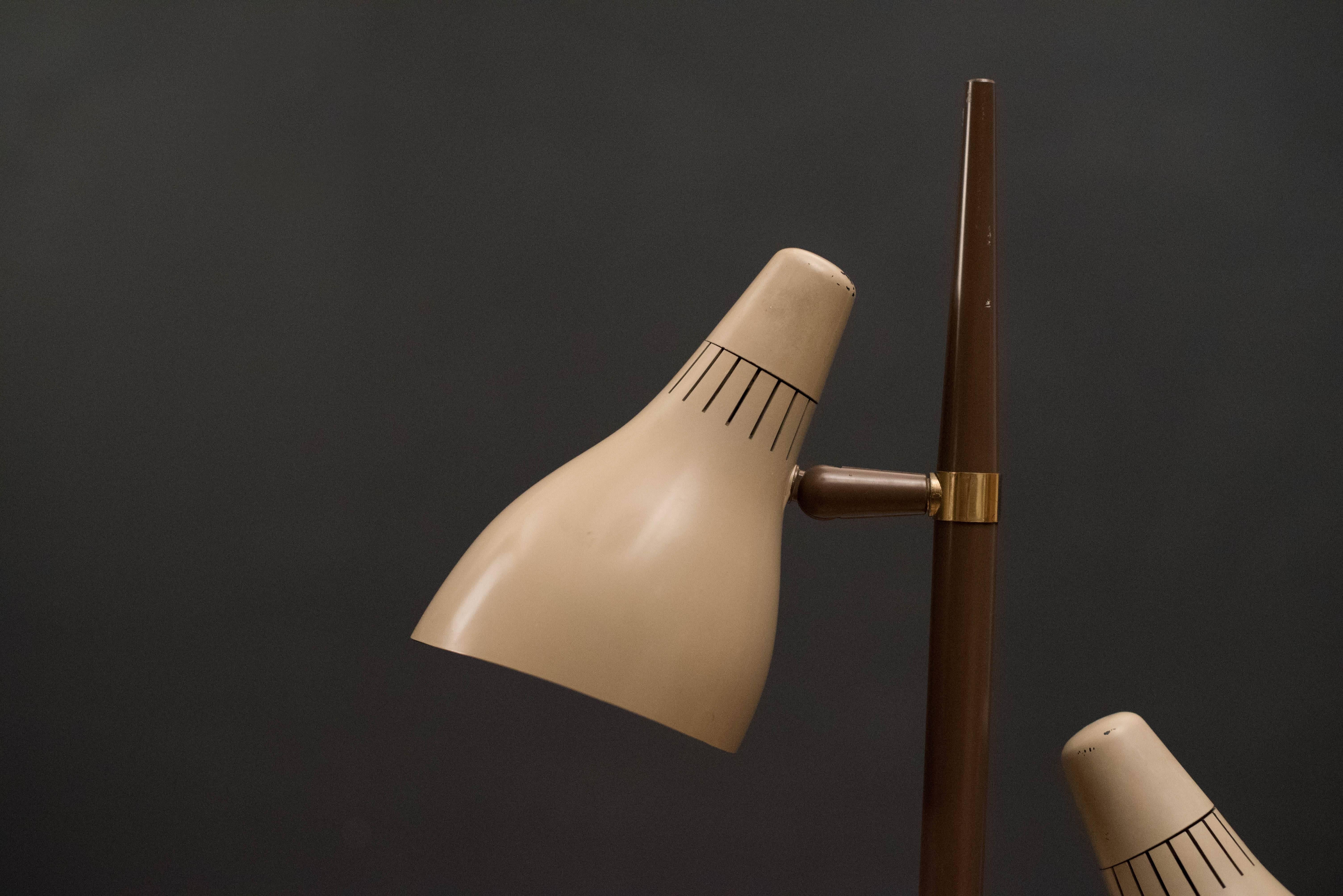 American Adjustable Three-Shade Floor Lamp by Gerald Thurston