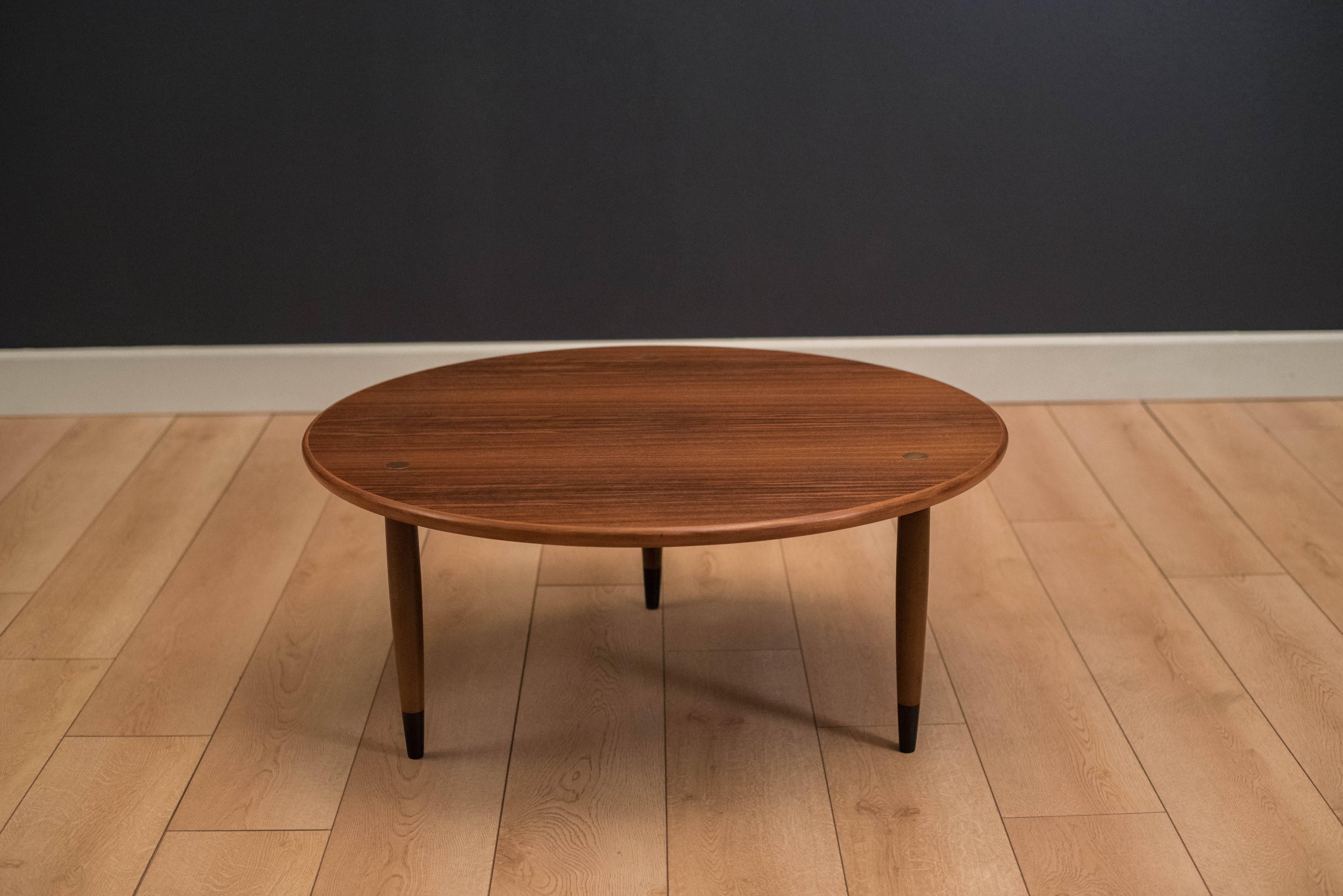 Scandinavian Modern Midcentury DUX Round Walnut Coffee Table