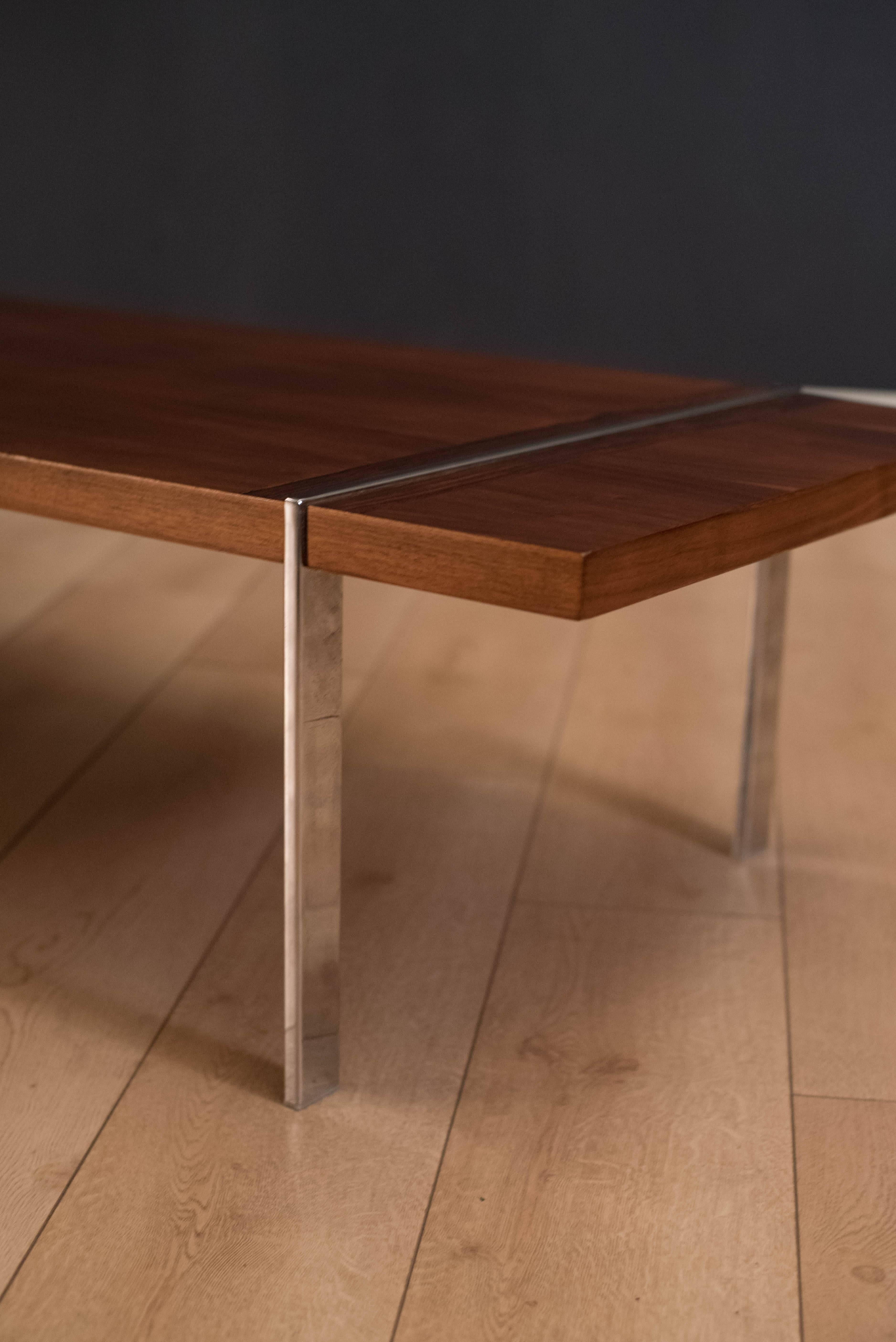 Midcentury Walnut and Rosewood Lane Coffee Table In Good Condition In San Jose, CA